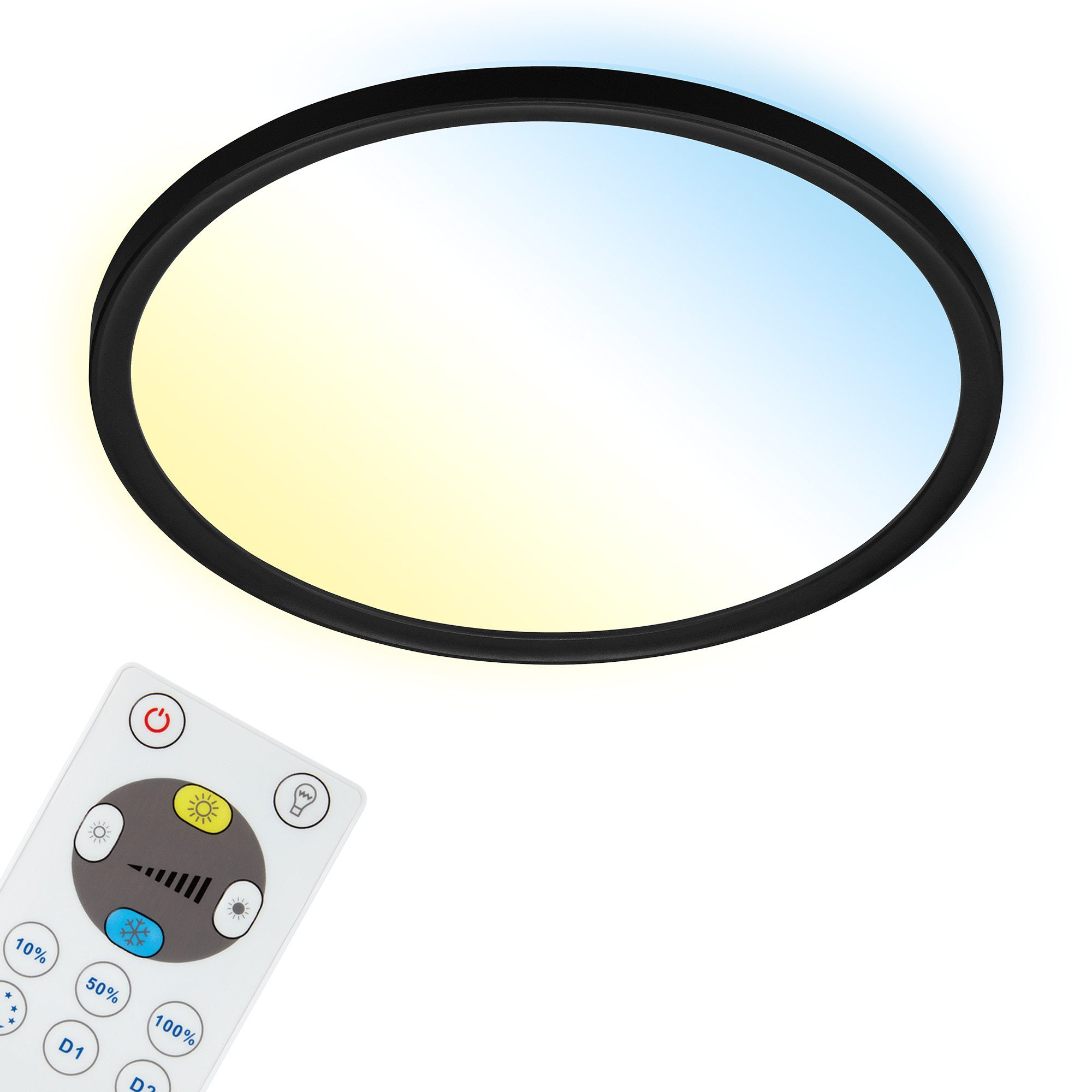 Briloner Leuchten LED Panel Deckenleuchte Ultraflach Slim Schwarz Weiß, Rund, LED fest integriert, CCT, Wählbar, LED Deckenlampe Schwarz/Weiß Wohnzimmer Schlafzimmer Küche
