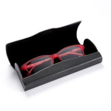 FEFI Brillenetui Klassisches Vintage Brillenetui in Leder-Optik mit Brillenprägung, Set aus 1 Etui + hochwertigem Mikrofasertuch