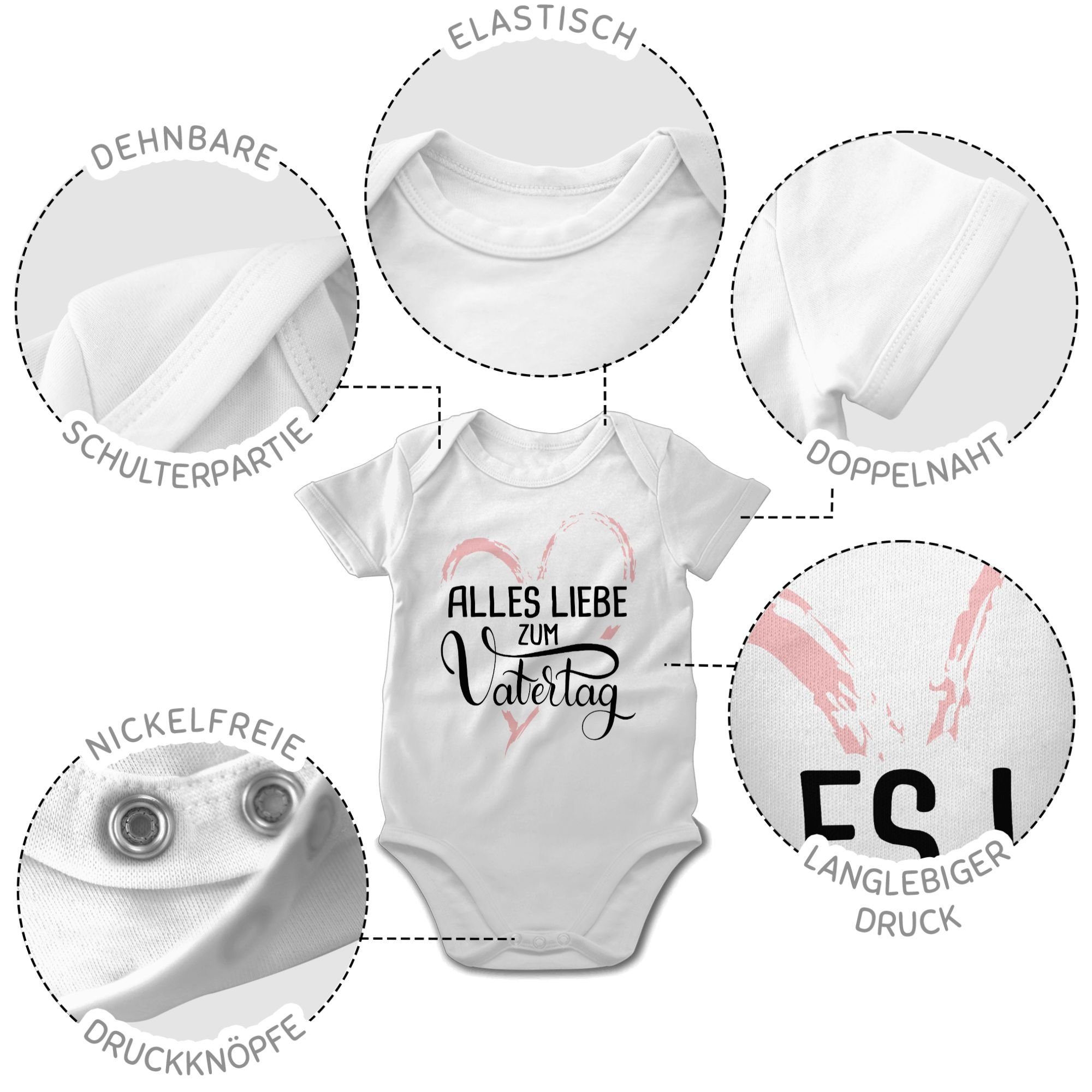 Shirtracer Shirtbody Alles liebe zum Weiß - Baby 2 Rosa Vatertag Vatertag Geschenk
