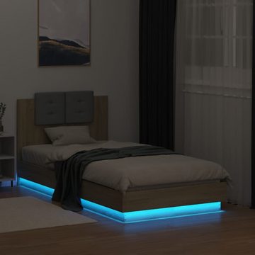 vidaXL Bett Bettgestell mit Kopfteil und LED-Leuchten Sonoma-Eiche 75x190cm