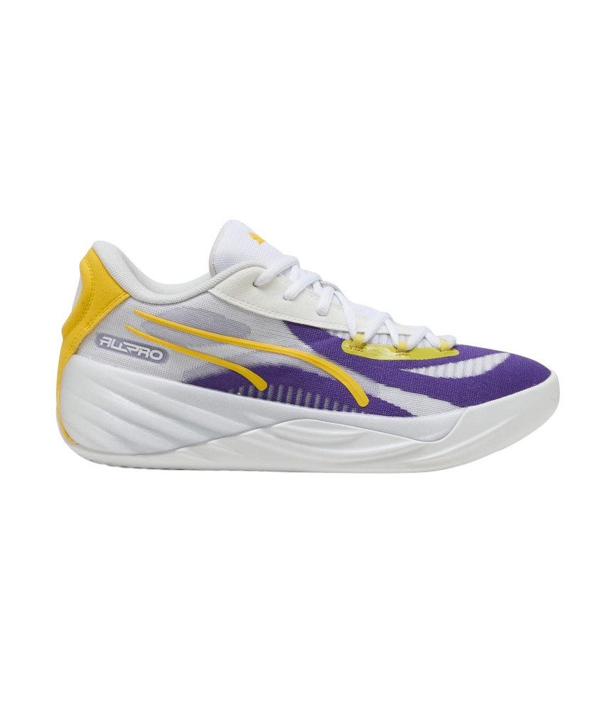 PUMA Hallen-Indoorschuhe All-Pro LA (Basketball) weiss/violett/gelb Herren Badmintonschuh