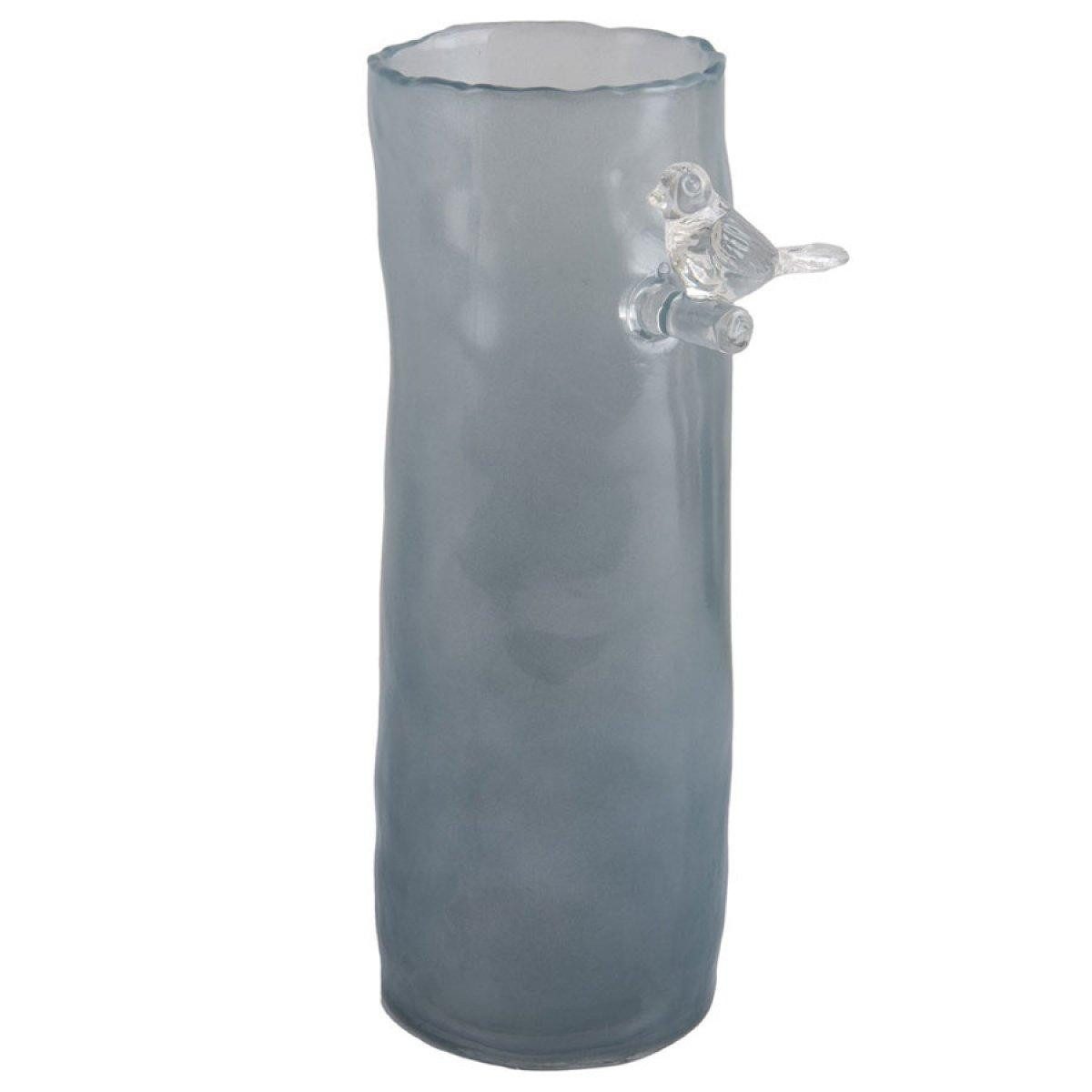 Present Time Dekovase Vase mit Vogel Bird on Branch Misty Blue (27cm)