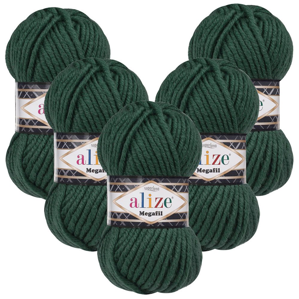 Alize 5 x ALIZE Superlana Megafil Häkelwolle, 55 m, Super Bulky,Handstrickgarn,Häkeln