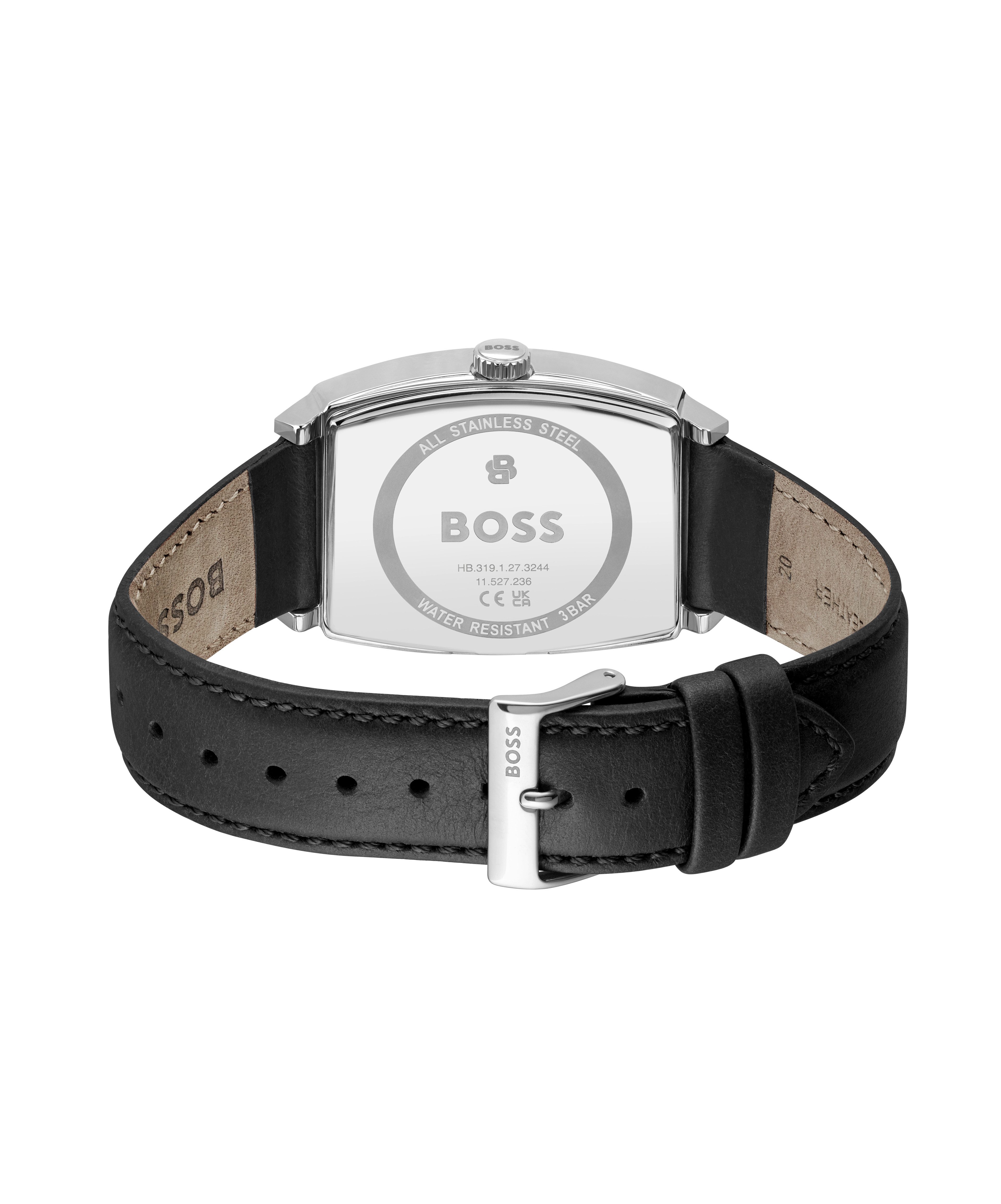 BOSS Quarzuhr PRINCIPLE 1514351, Armbanduhr, Herrenuhr, Lederarmband, analog, Tag