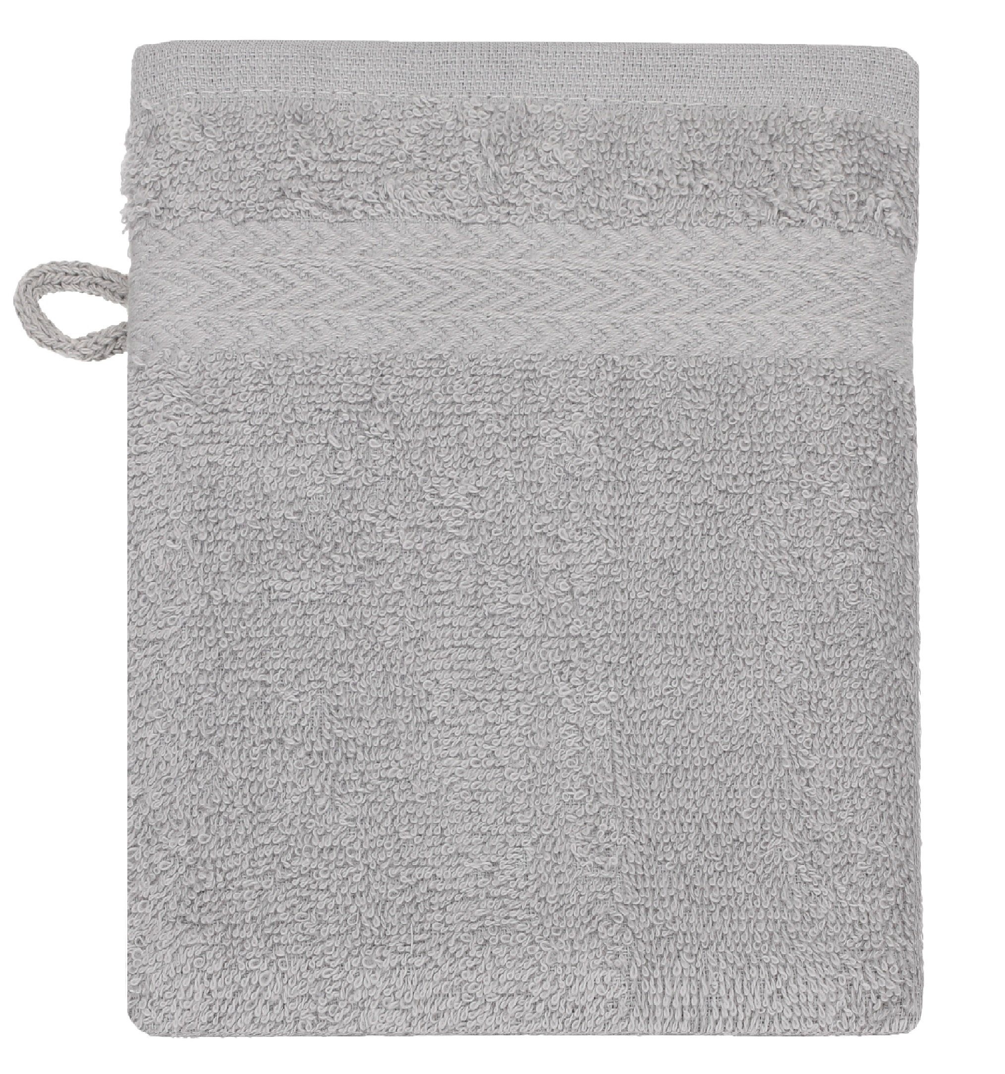 Stück Farbe schwarz Baumwolle Waschlappen Premium und 100% Waschhandschuh 10 16x21 Set cm Betz Waschhandschuhe Silbergrau