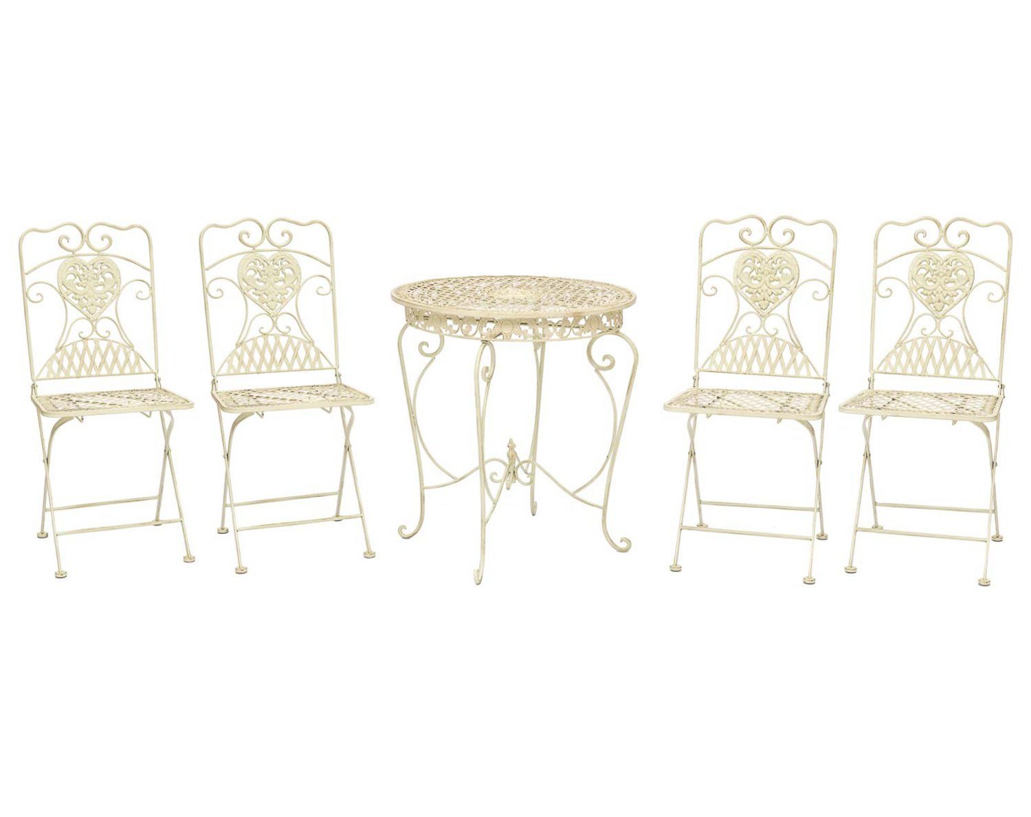 Aubaho Sitzgruppe »Gartentisch und 4 Stühle Eisen Bistrotisch antik