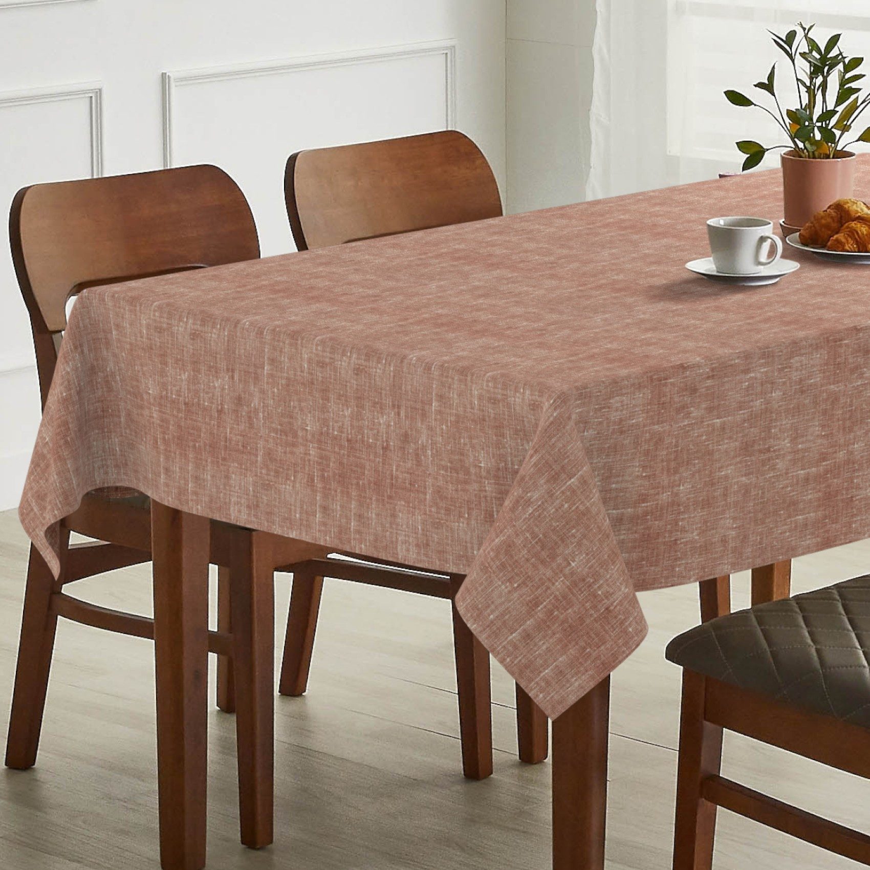 ANRO Tischdecke Alica Leinen Melliert Tischwäsche (Einzelstück 1-tlg), wasserabweisend Melliert Vintage Rot 100x140cm