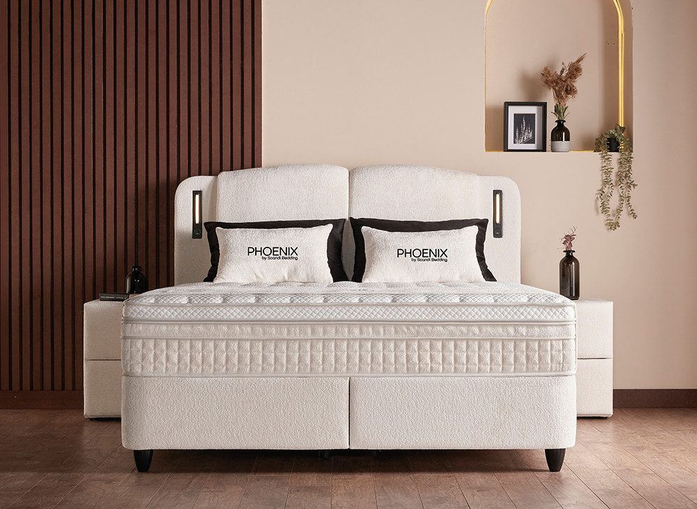 abc bedding Boxspringbett PHOENIX Luxus Stauraumbett, Boxbett mit Bettkasten, Funktionsbett mit Bettkasten
