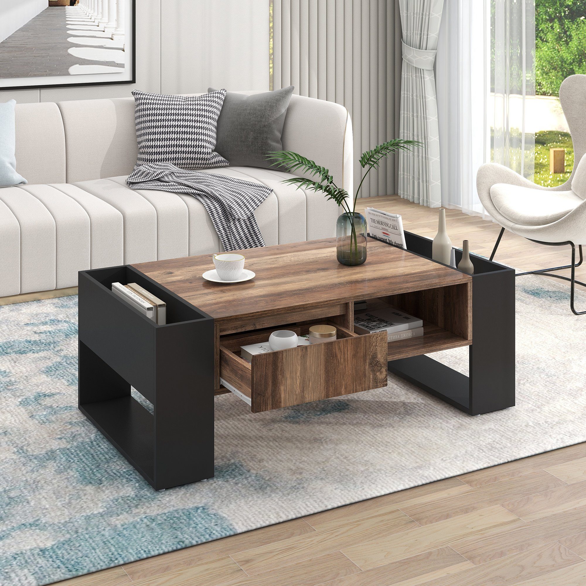 Merax Couchtisch aus Holz mit Schublade, günstig online kaufen
