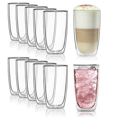 Dimono Latte-Macchiato-Tasse Doppelwandiges Trinkglas 450ml, Borosilikat-Glas, Wasser- Longdrink- & Бокалы для коктейлей