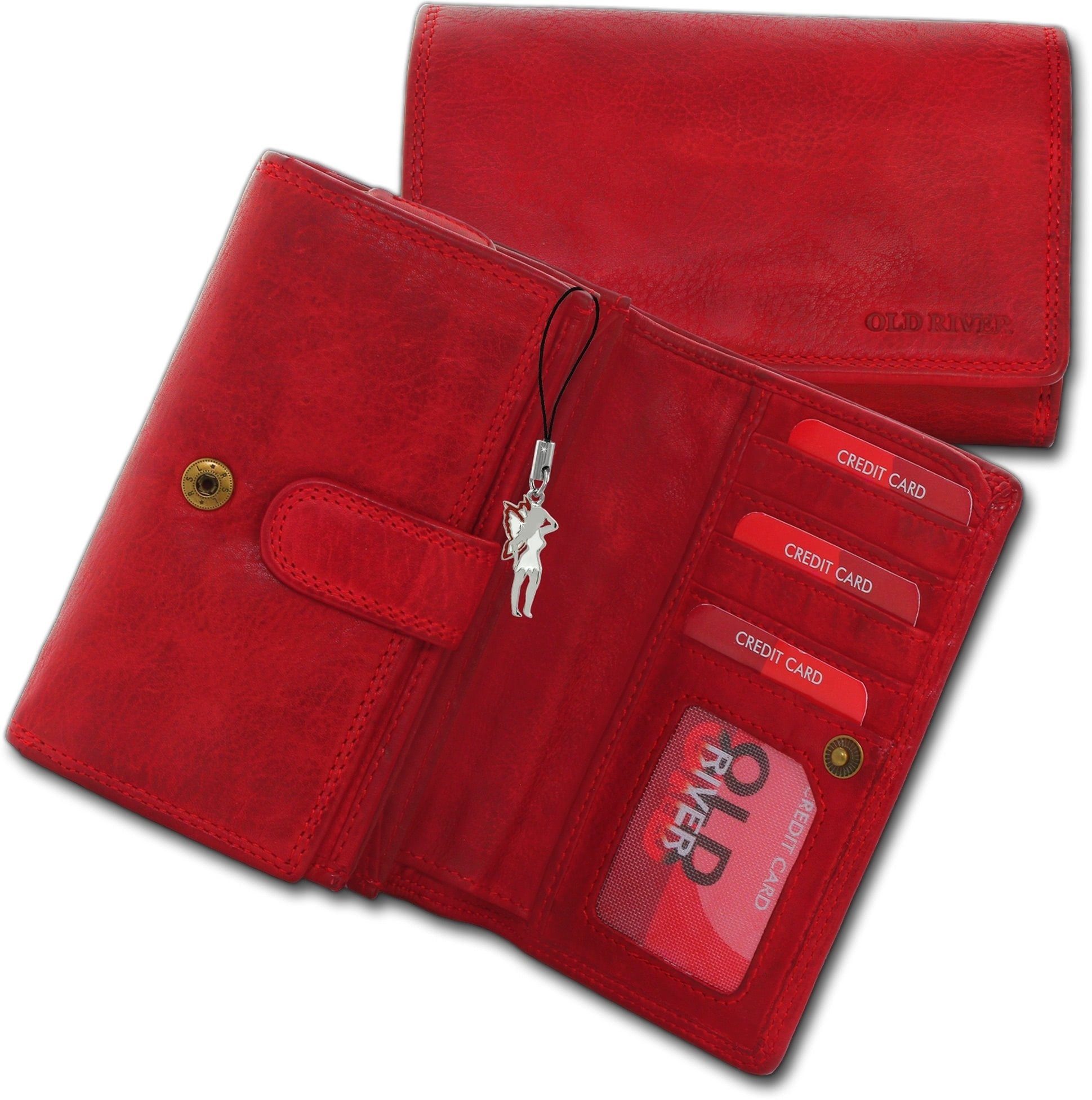 Old River Geldbörse rot, aus Echtleder Portemonnaie ca. Größe Portemonnaie Portemonnaie), 15cm (Portemonnaie, Großes Geldbörse