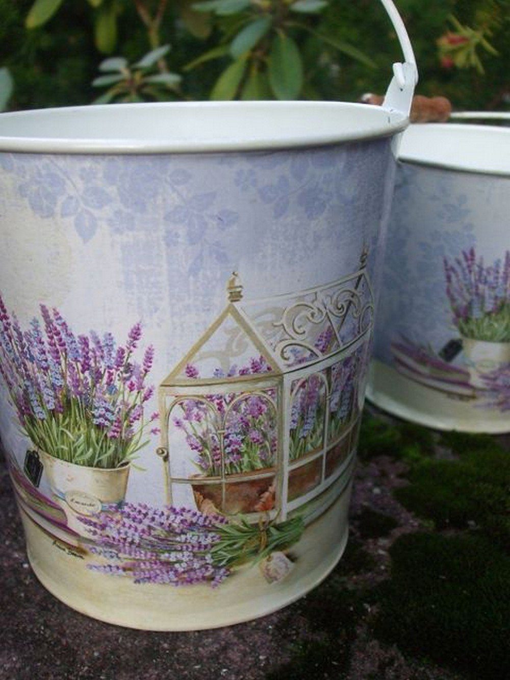 Deko-Impression Übertopf Pflanztopfset,Eimer 3 Blumentopf Lavendel Pflanztöpfe St) (3 Stück Provence
