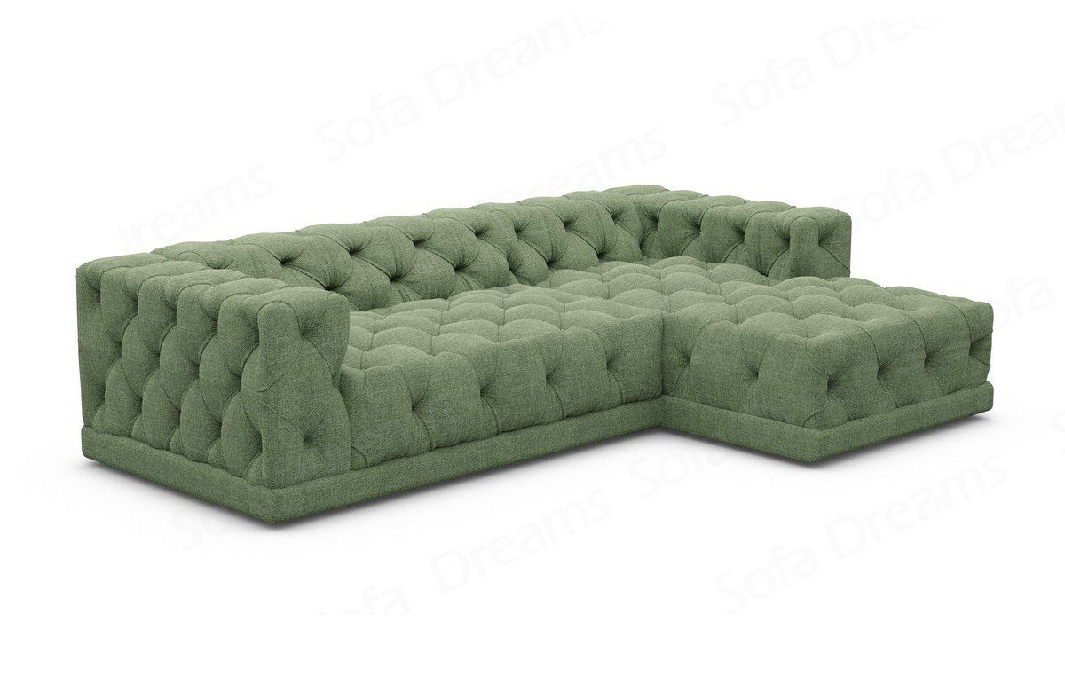 Palma grün39 Style, Sofa Form Chesterfield Ecksofa kurz Stoff Polster Stoffsofa, Sofa Strukturstoff Loungesofa Dreams L