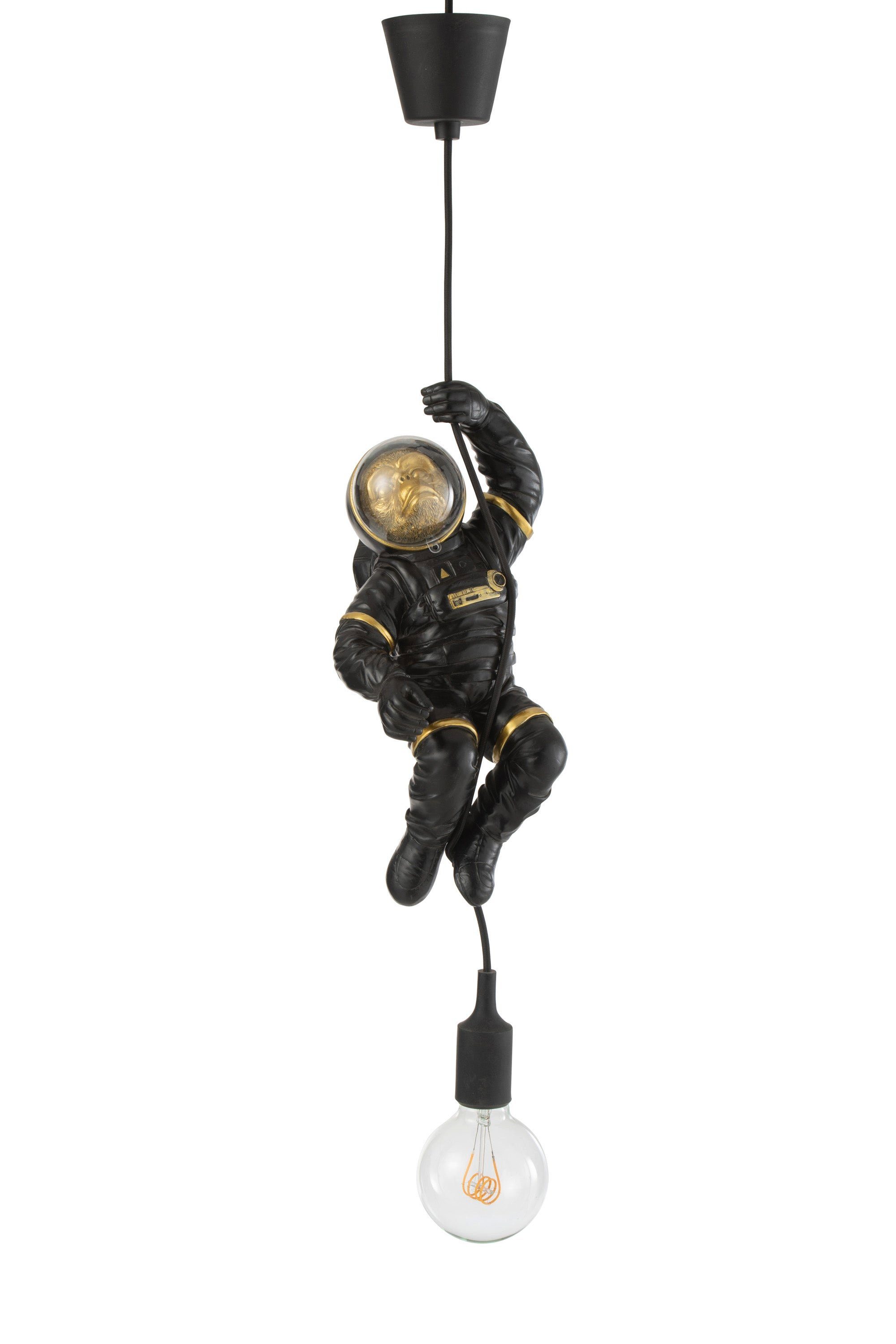 Dekoobjekt Affe 37cm GILDE Hängelampe Schwarz Höhe Gold / Figur Astronaut