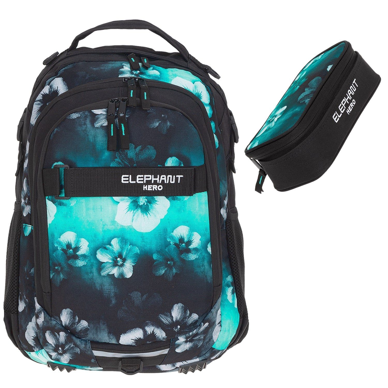 ELEPHANT Schulrucksack Hero Signature Schultasche (2 Teile Set), Rucksack + Mäppchen Box