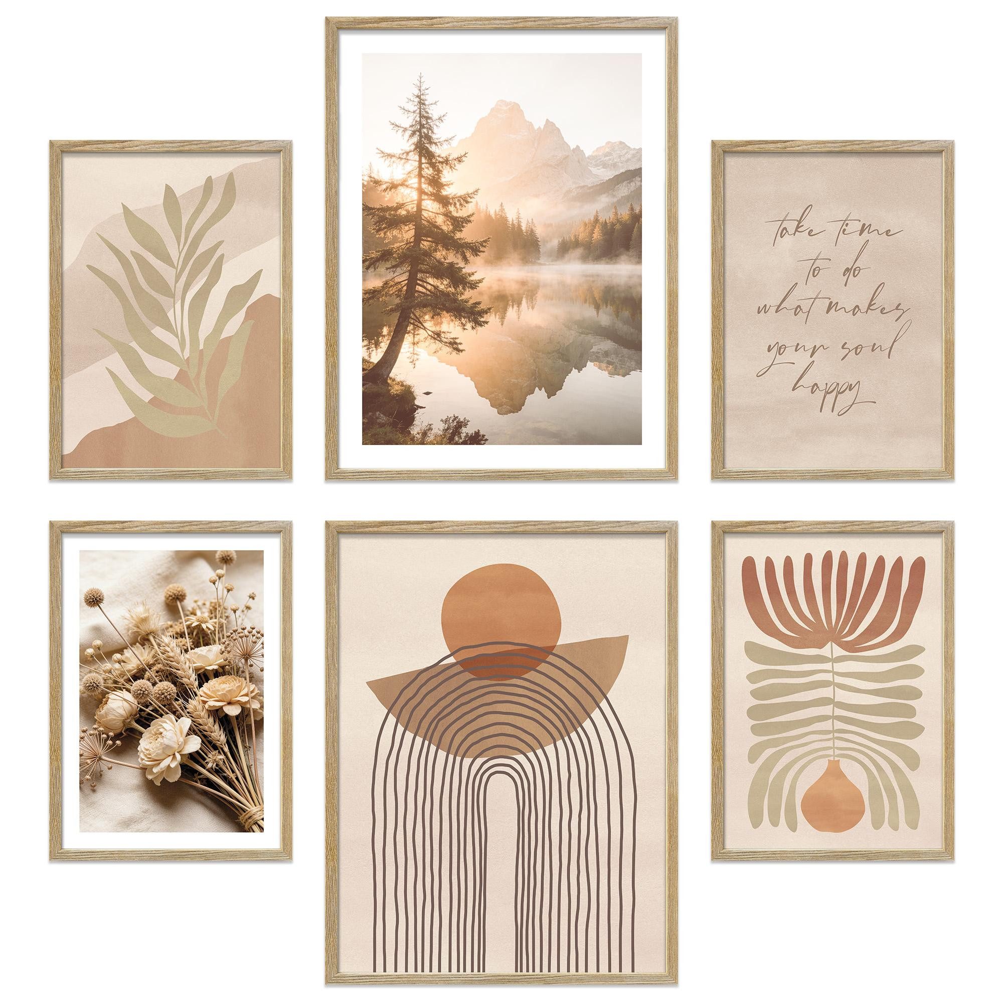 ARTFAVES Bilder-Collage Poster Set Abstract Boho I mehrteilige Bilderwand I Wandbilder Boho, (Wandbilder modern, 6 St)