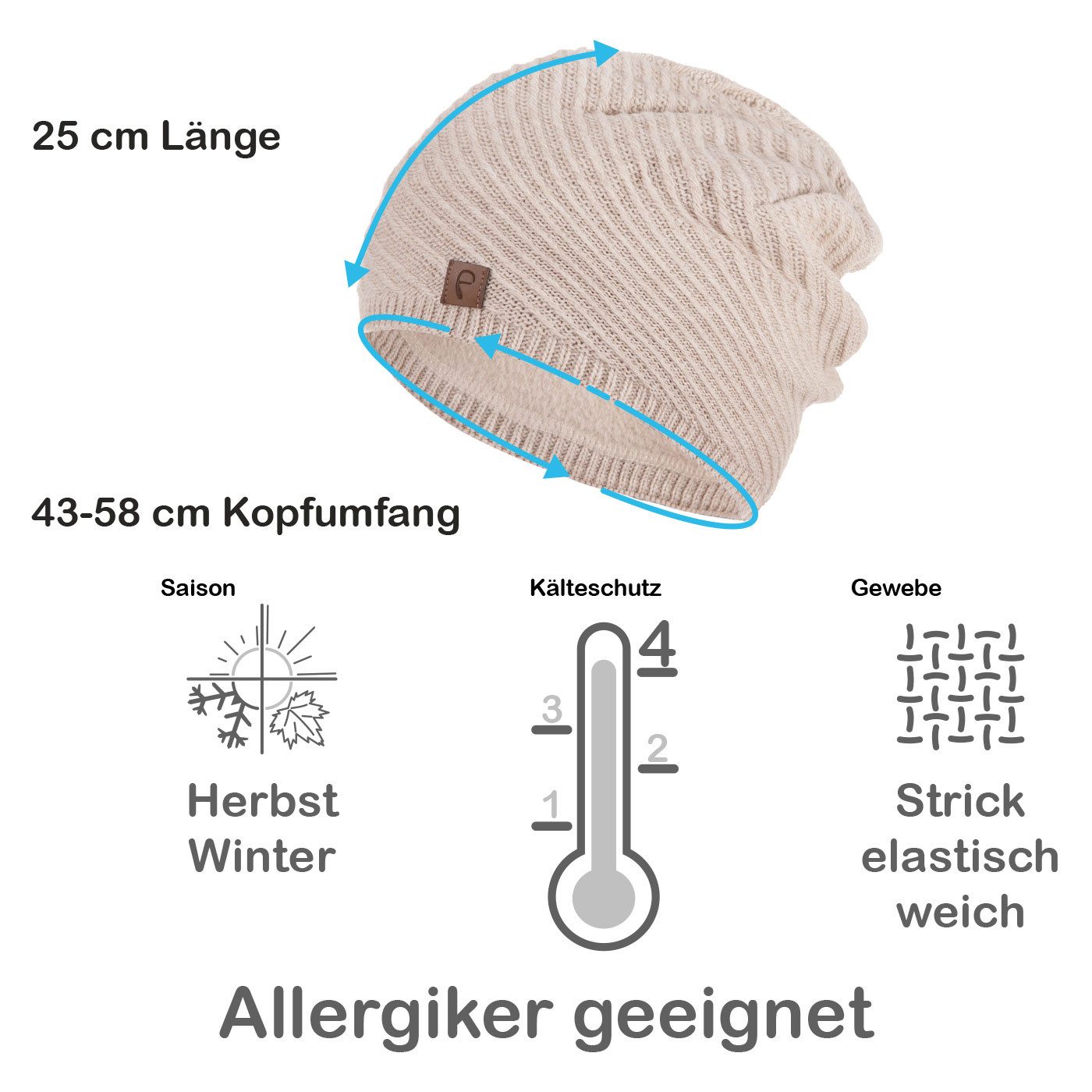 Faera Strickmütze Wintermütze Damen Mütze Beanie Haube gefüttert Strickmütze Damenmütze