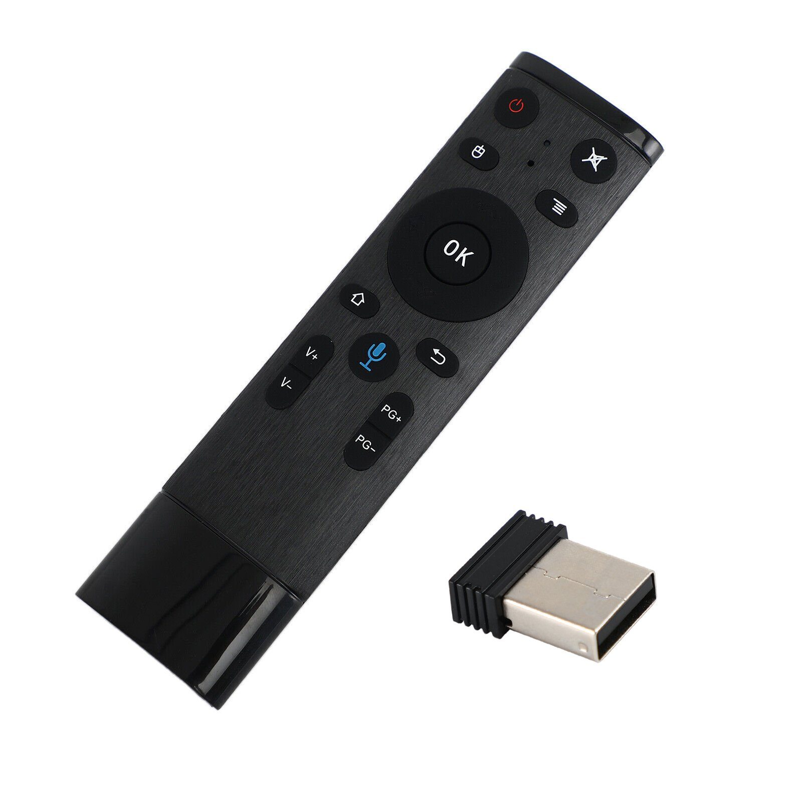 Bolwins O21 USB WiFi Air Maus Gyro Stimme Fernbedienung PC Smart TV Media Box Universal-Smart-TV-Fernbedienung (1-in-1, 2.4 GHz Air Mouse Fernbedienung mit Gyrosensor, kabellos, Plug & Play)