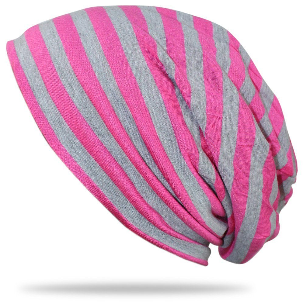 dy_mode Beanie Weiche Beanie Mütze Gestreift Unisex Mütze Bunte Streifen Muster A024-Pink