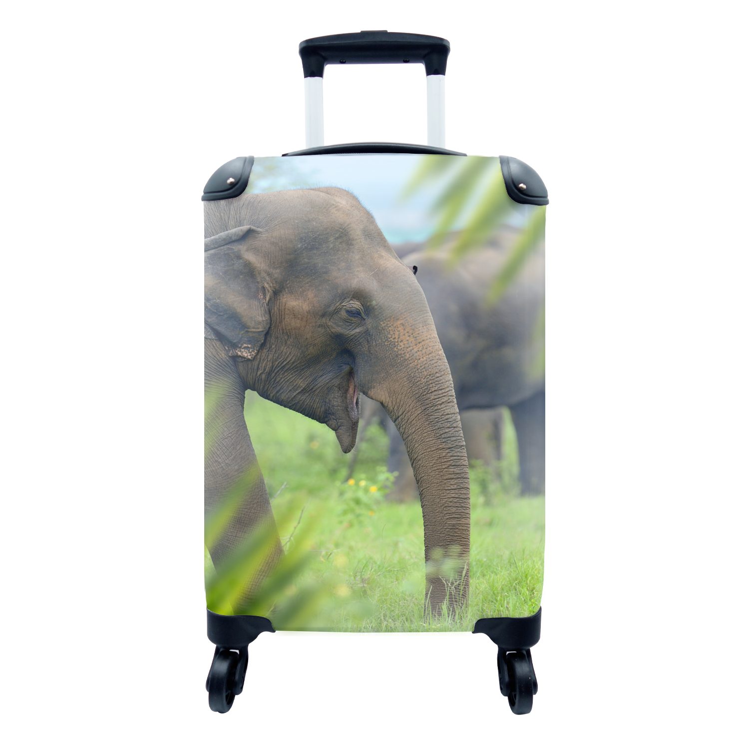 MuchoWow Handgepäckkoffer Elefant - Palme - Tiere, 4 Rollen, Reisetasche mit rollen, Handgepäck für Ferien, Trolley, Reisekoffer