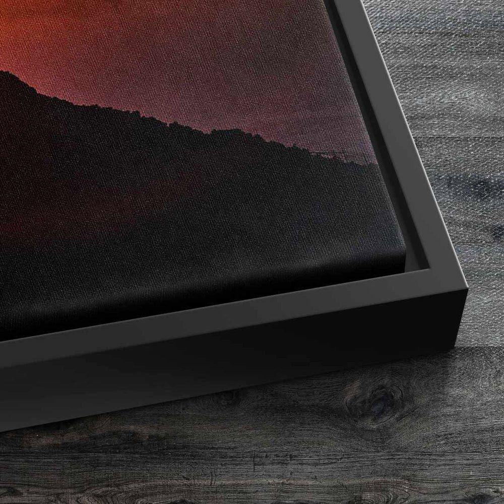 DOTCOMCANVAS® Leinwandbild Beautiful Sunset, Berg Gelb schwarz ohne Natur Rahmen rot Sonnenuntergang Wandbild Menschen Beaut