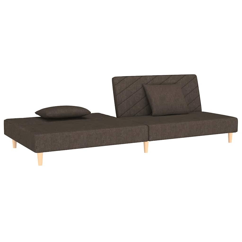 vidaXL Sofa Schlafsofa 2-Sitzer mit 2 Kissen Braun Stoff