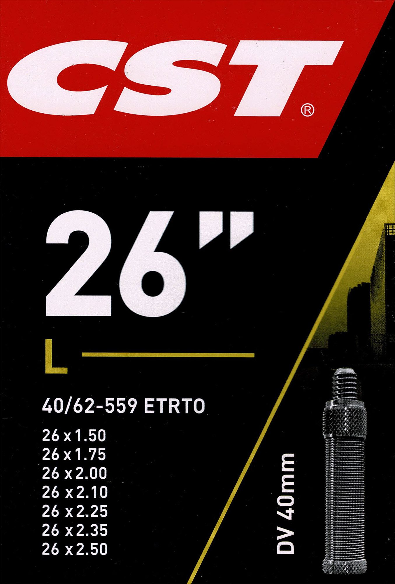 Fahrradschlauch CST 26 DV Schlauch 26 Zoll (40/62-559) Fahrradschlauch
