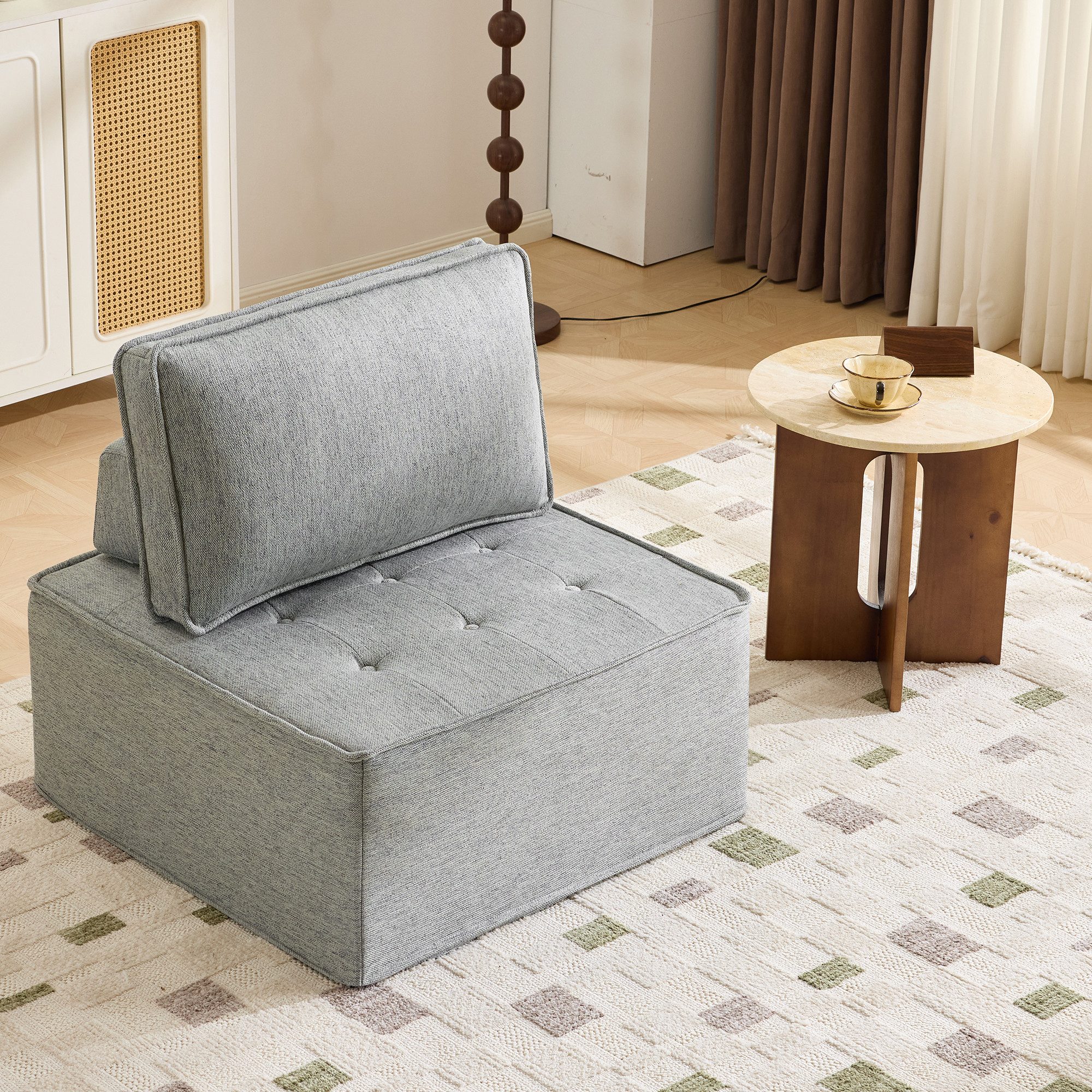 OKWISH Loungesofa Modulares Einzelsofa, mit Leinenstoff & modularem Design – Für Schlafzimmer & Studentenwohnungen, kompakt & beweglich 1 Teile, mit Relaxfunktion