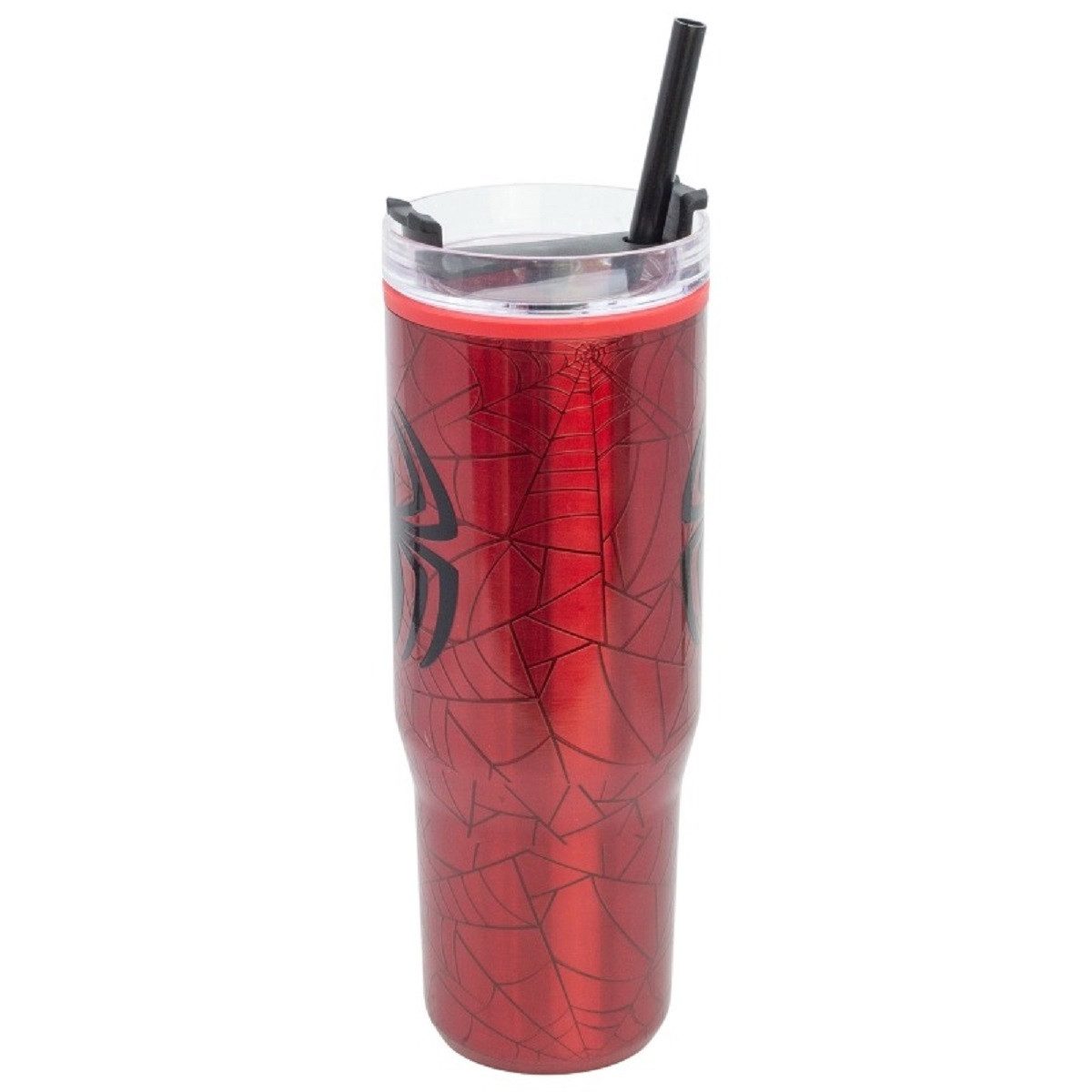 Spiderman Trinkflasche Doppelwandiger Trinkbecher 770 ml mit Griff und Strohhalm
