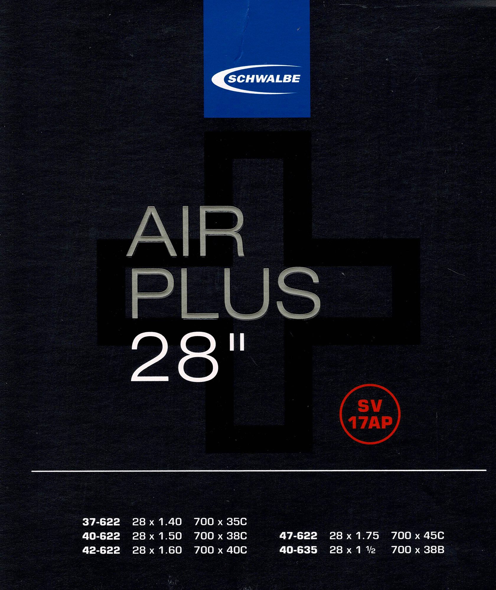 Fahrradschlauch Schwalbe Schlauch SV17AP 28 Zoll (37/47-622/635) Air Plus