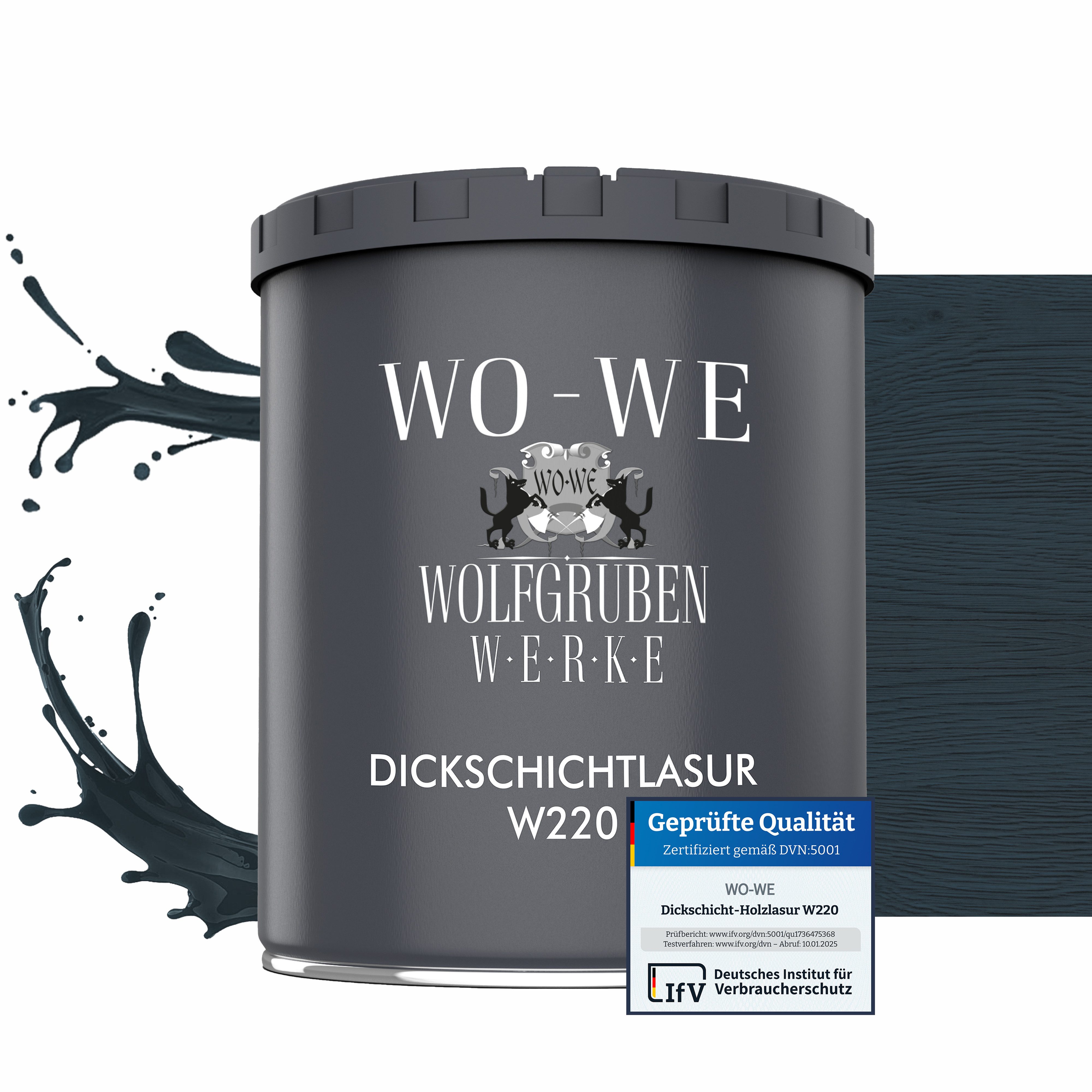 WO-WE Dickschichtlasur Holzschutzlasur 2in1 Holzlasur W220, 1-2,5L, Lösemittelfrei, UV-stabil