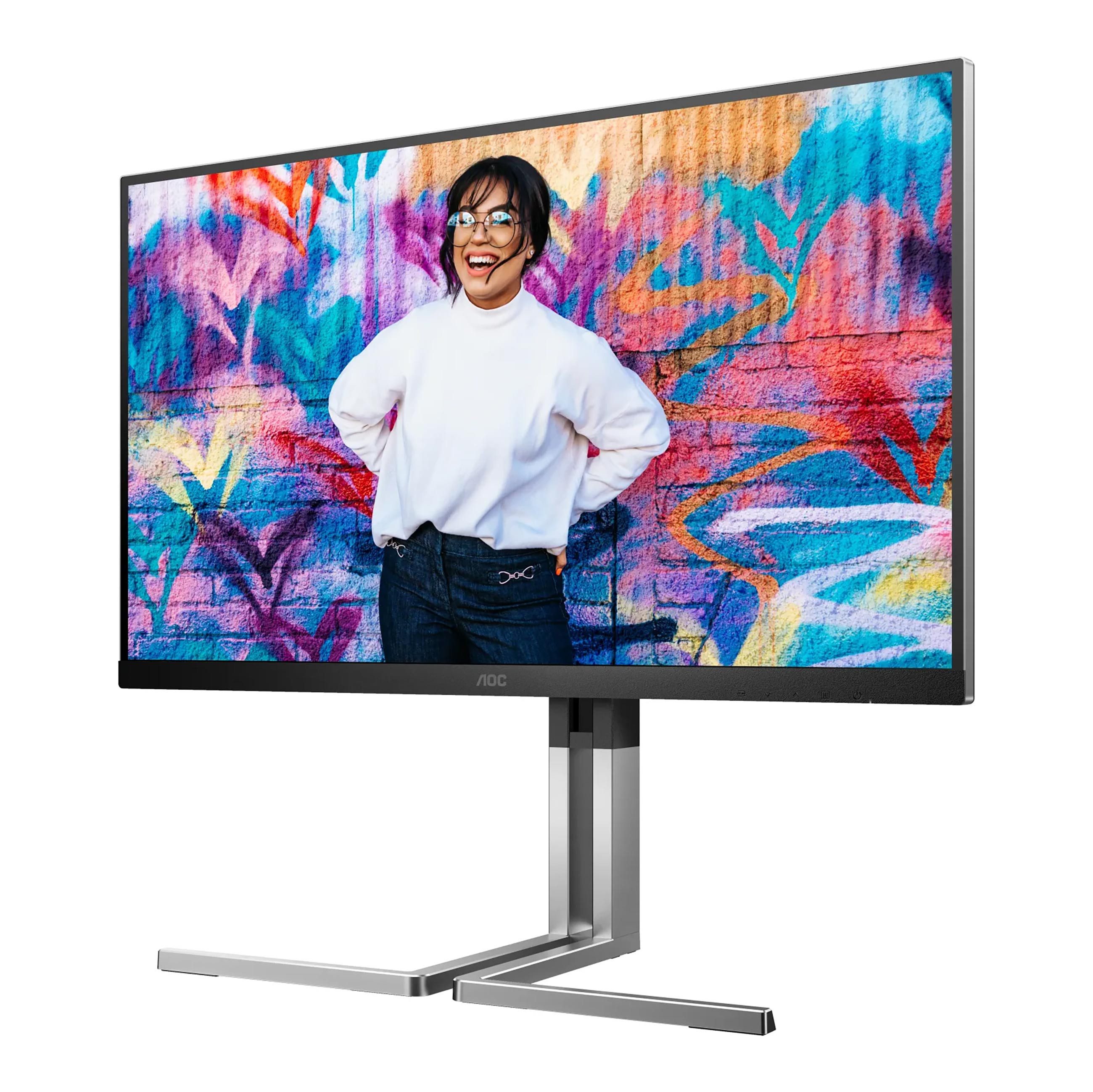 AOC Q27U3CV, 27" LED-Monitor (68,6 cm/27 ", 2560 x 1440 px, WQHD, 4 ms Reaktionszeit, 75 Hz, IPS, höhenverstellbar, USB-C)