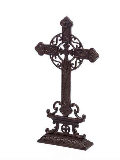Aubaho Gartenfigur Kreuz Kruzifix im Nostaligie Anitk Stil Eisen 38cm Eisen Deko Iron Cro