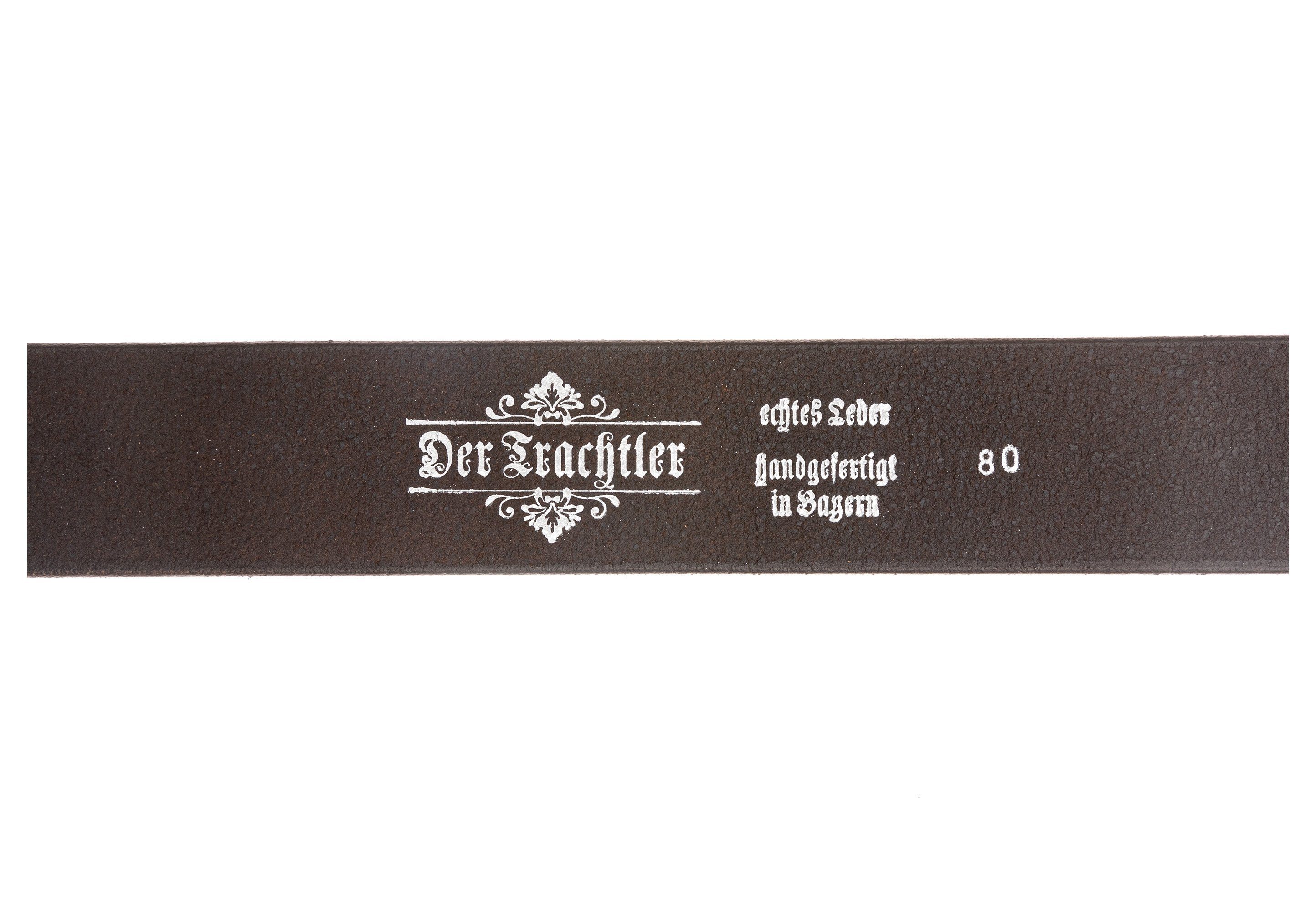 Der Trachtler Ledergürtel Trachtengürtel mit Hirsch-Zierteil auf der Schlaufe MADE IN GERMANY – Bild 3 von 5