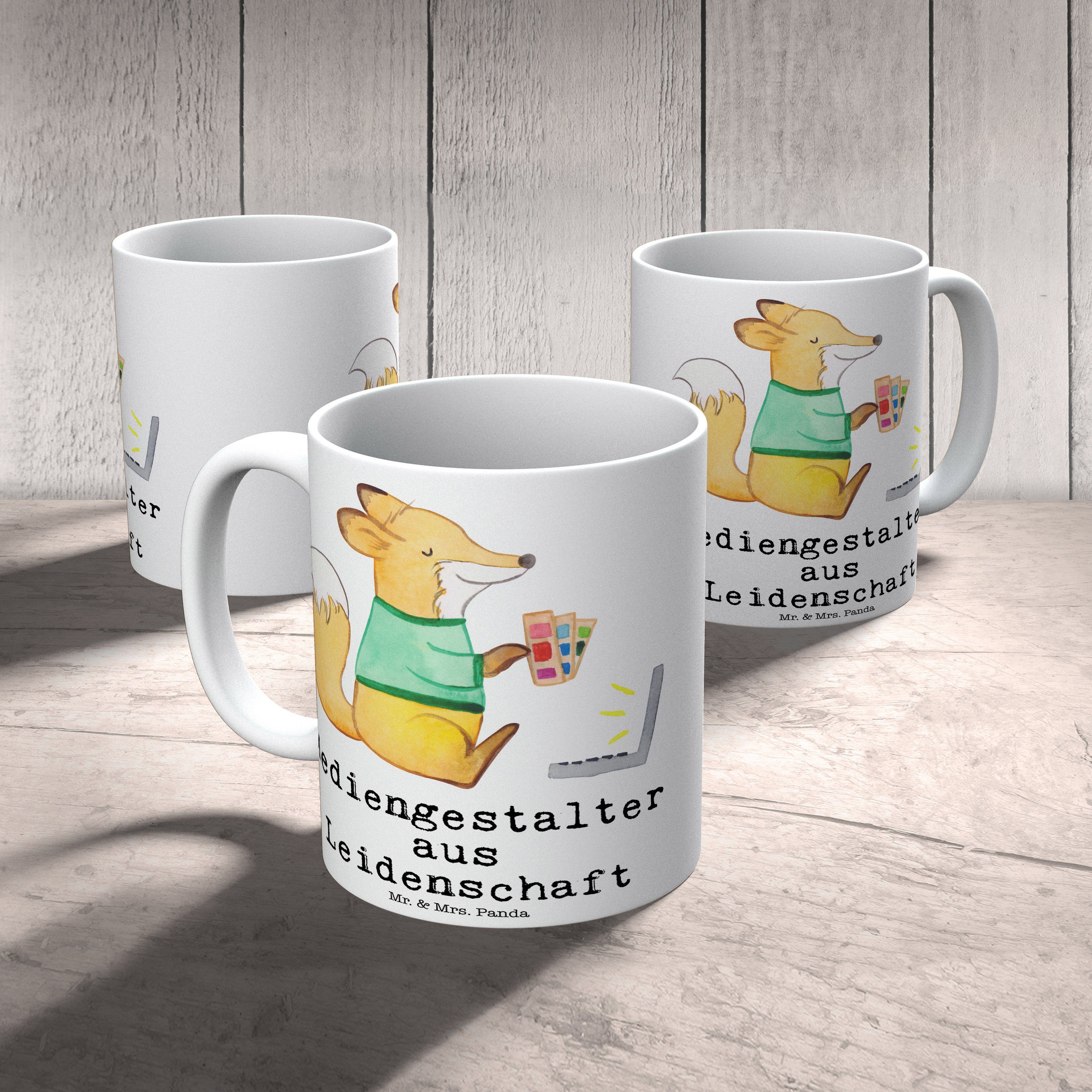 Mr. & Mrs. Weiß - Panda Dankes, Tasse Mediengestalter - Leidenschaft Teebecher, aus Keramik Geschenk