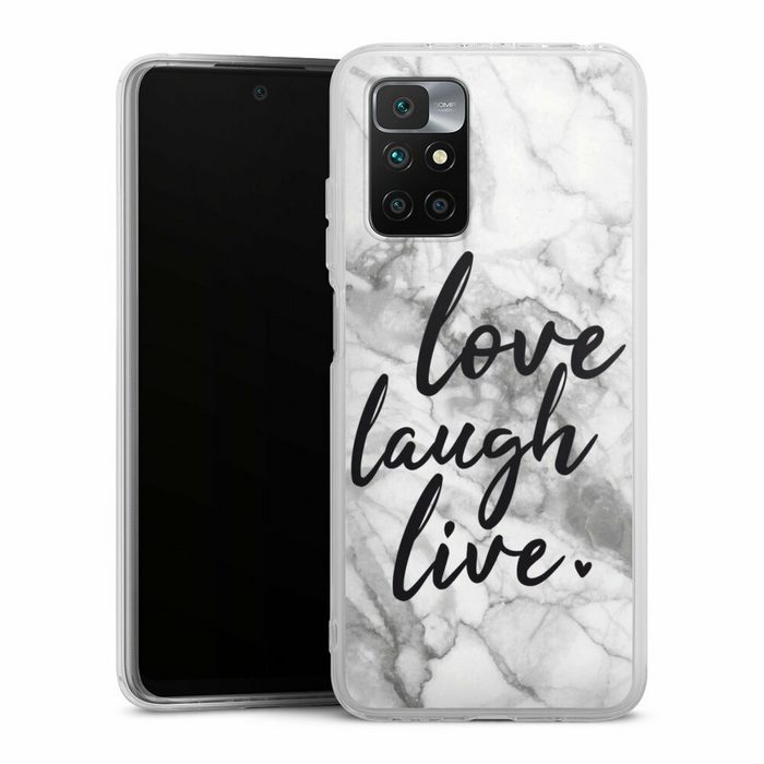 DeinDesign Handyhülle Marmor Sprüche Liebe Love Laugh Live Marmor Xiaomi Redmi 10 Silikon Hülle Bumper Case Handy Schutzhülle