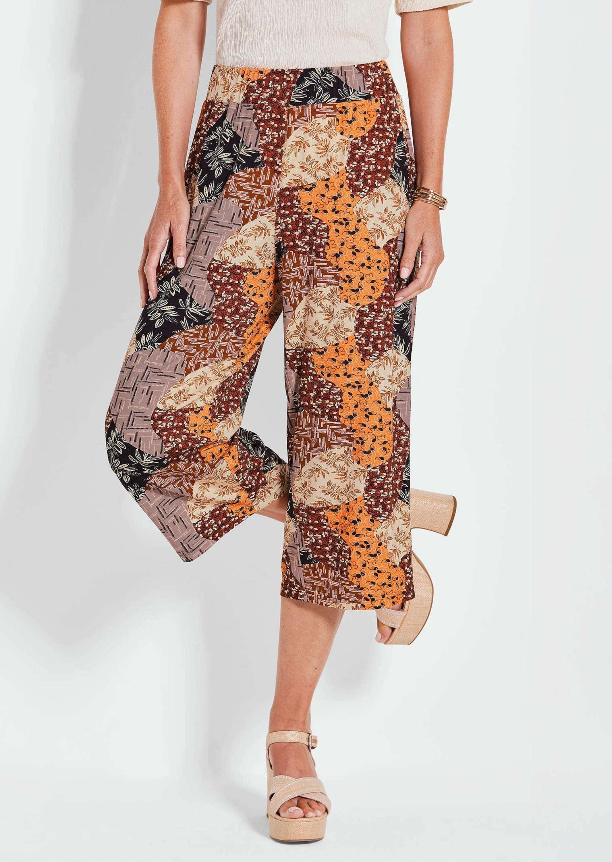 GOLDNER Schlupfhose Sommerhose VERA mit Mustermix Print Weite Schlupfhose mit Seitentaschen für Damen