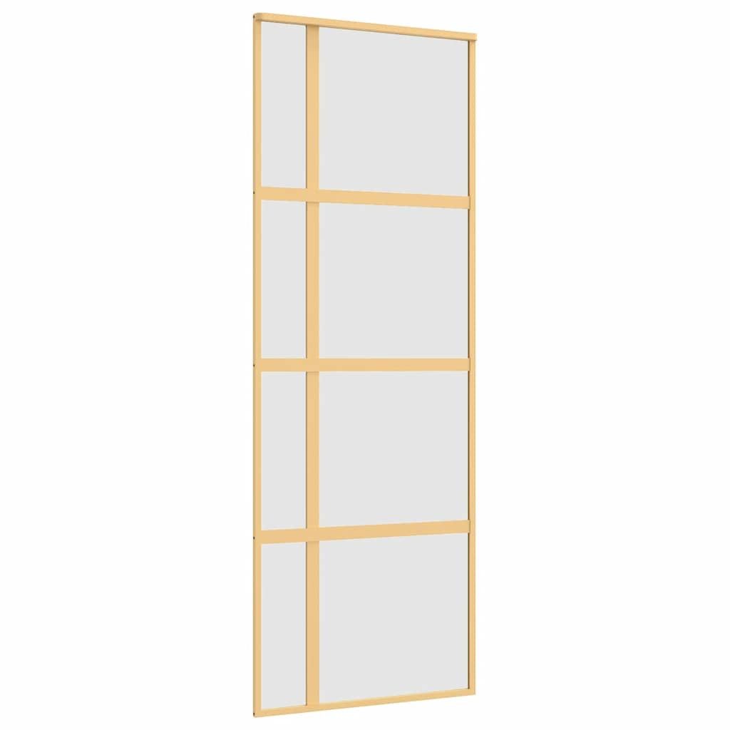 vidaXL Haustür Schiebetür Golden 76x205 cm Matt ESG-Glas und Aluminium (1-St)