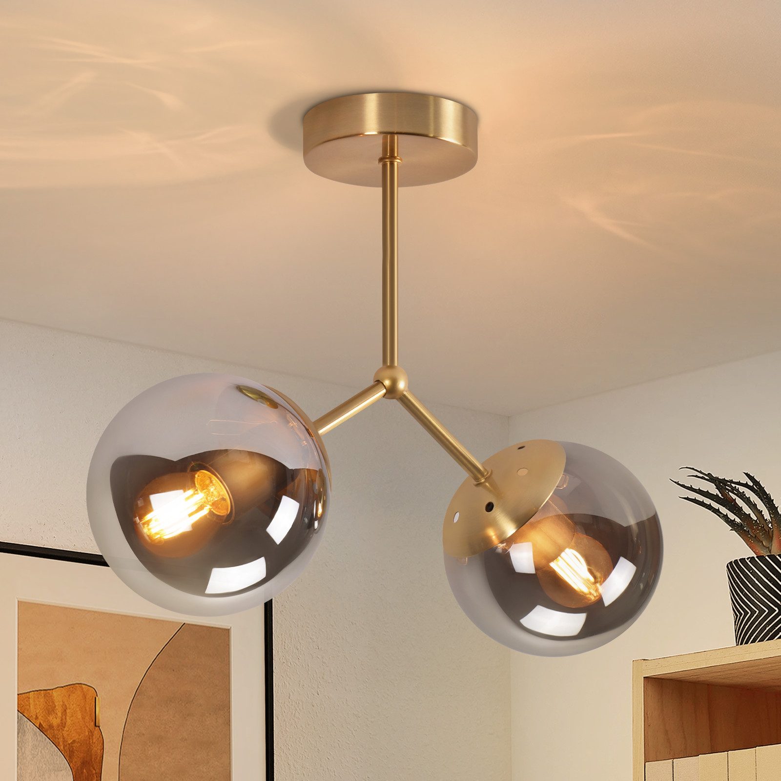 ZMH Deckenleuchte Glas Deckenlampe Flur: Vintage E27 Flurlampe