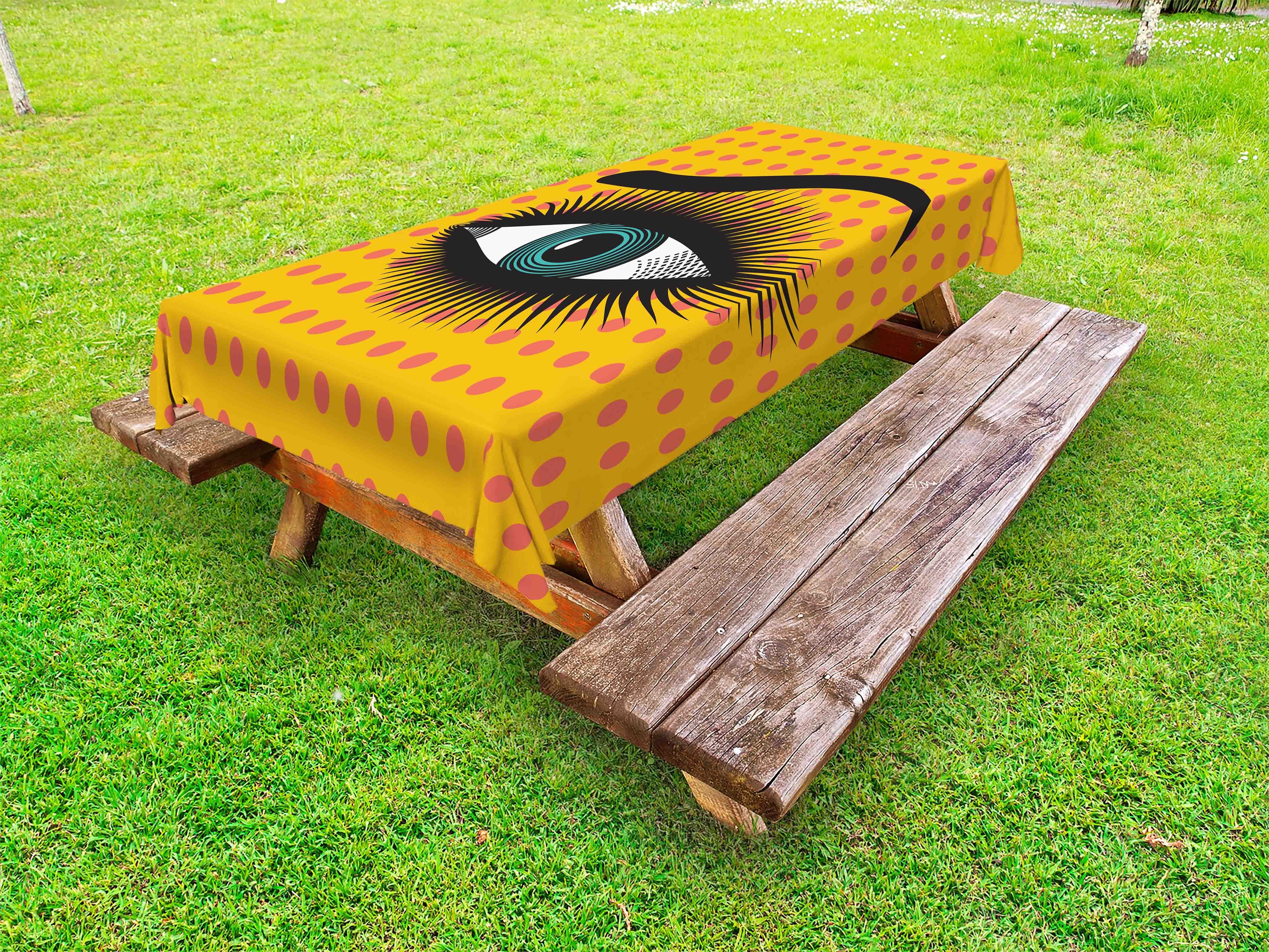 Abakuhaus Tischdecke dekorative waschbare Picknick-Tischdecke, Augenbraue Bold auf Tupfen-Hintergrund