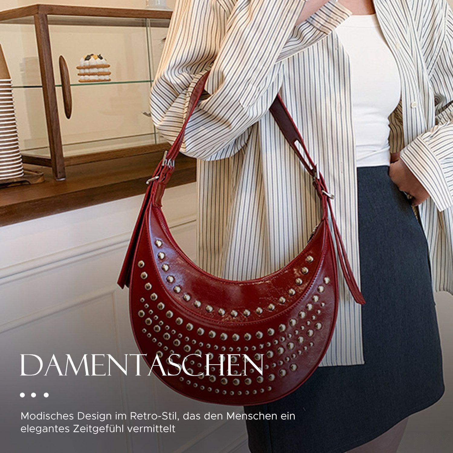 Refttenw Handtasche Damen Nieten Umhängetasche,Tasche im günstig online kaufen