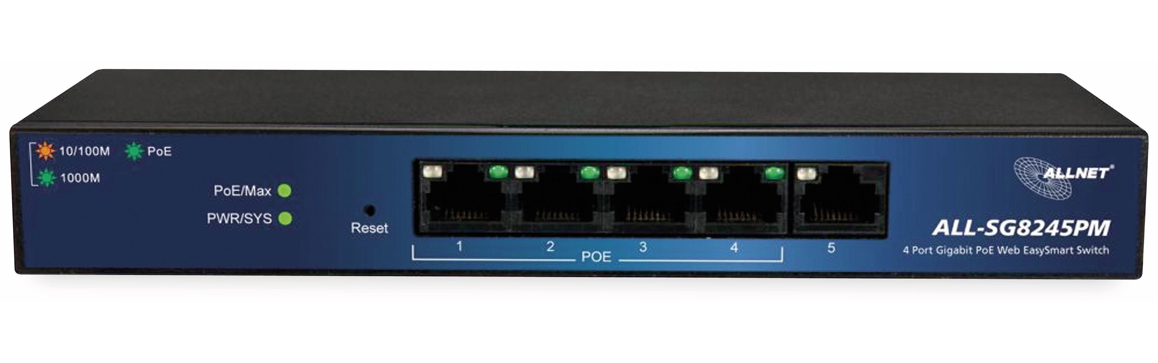 Allnet ALLNET Switch ALL-SG8245PM, managed, PoE Netzwerk-Switch 5-Port