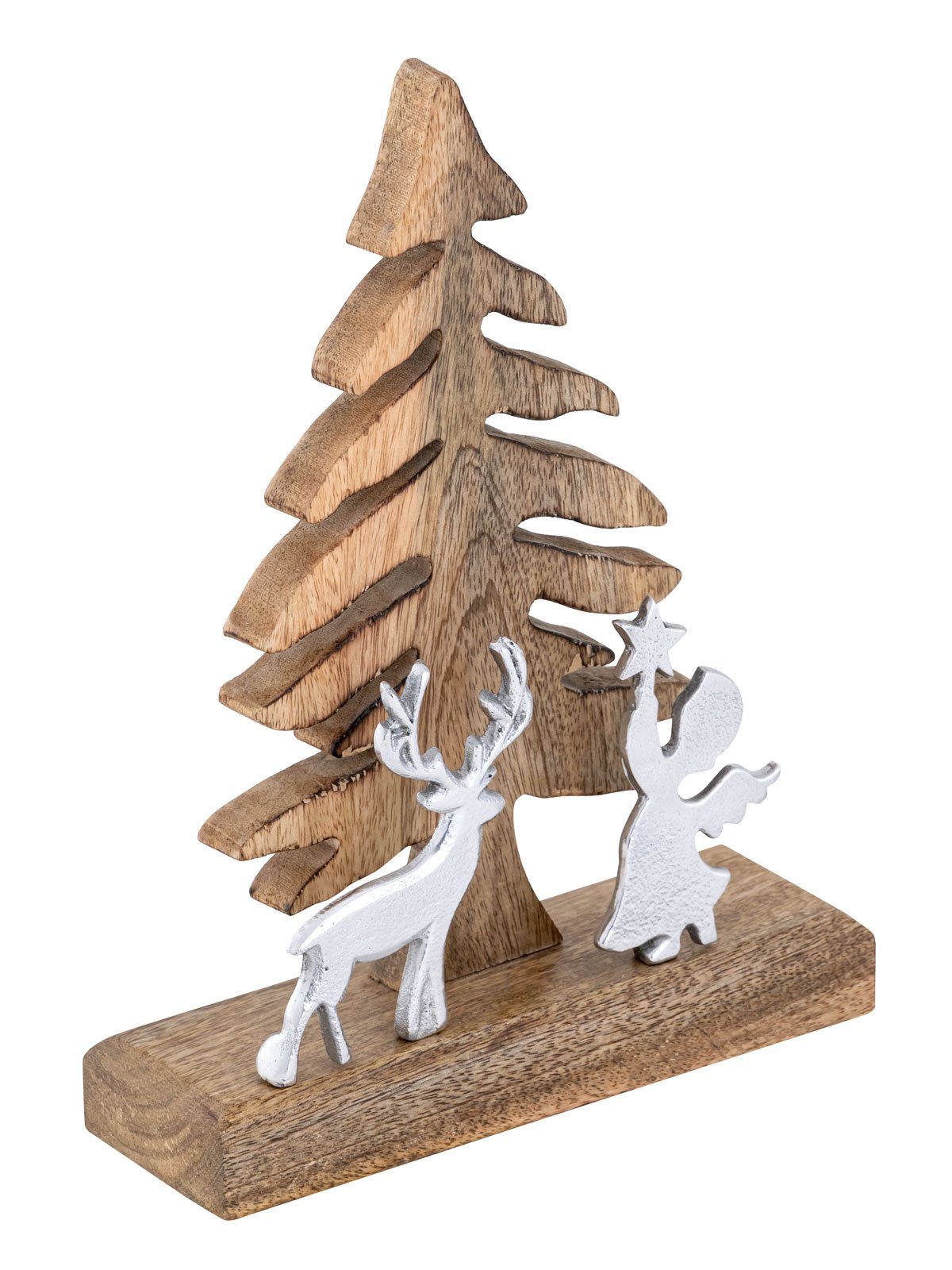 Weihnachtsbaum 20x27cm Dekofigur Dekofigur Casamia Engel Aluminium u. Hirsch Mangoholz