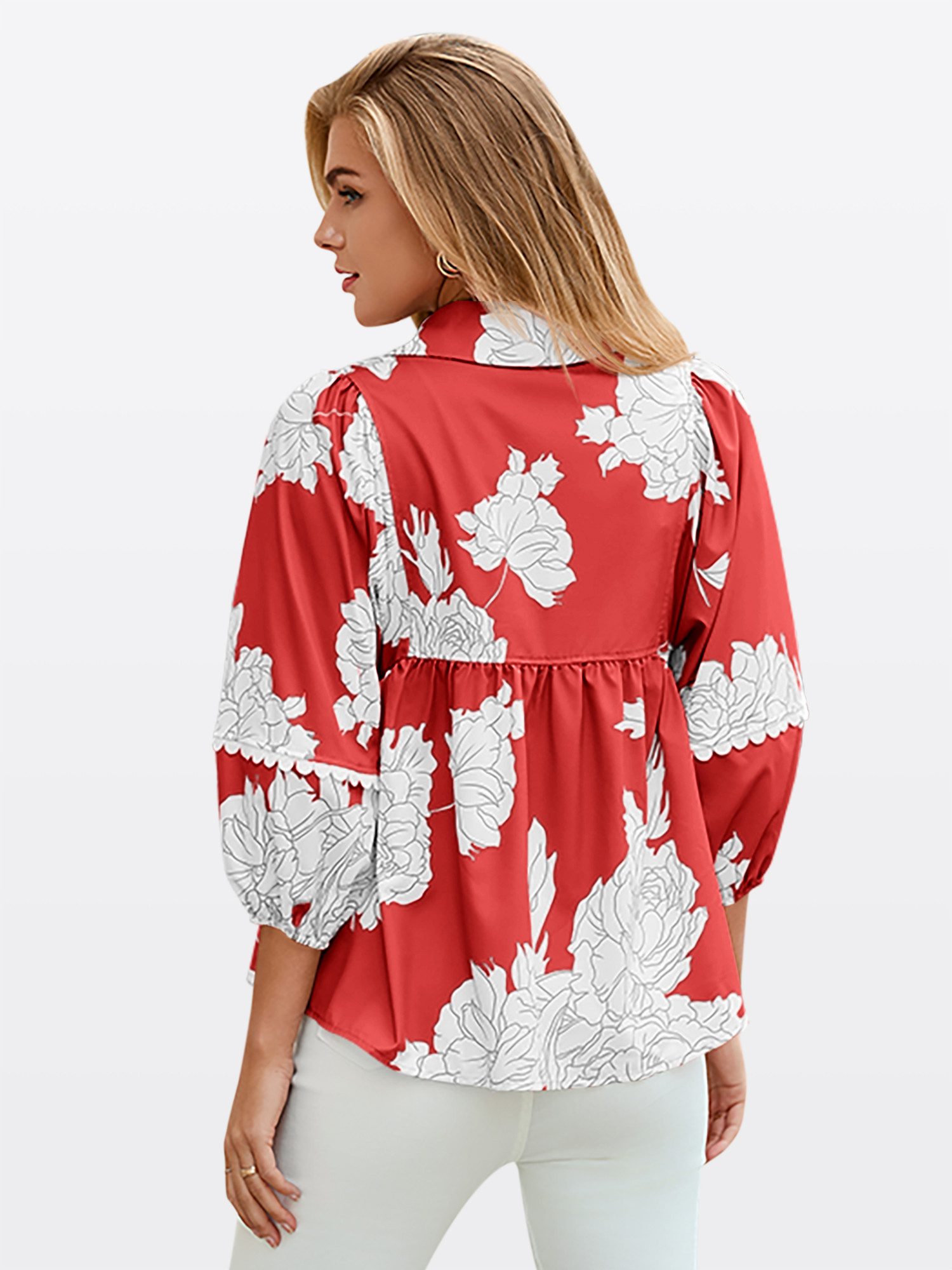 Imily Bela Henleyshirt Damen Blasenärmel Print Hemd (Packung, 1-tlg., 1per- günstig online kaufen