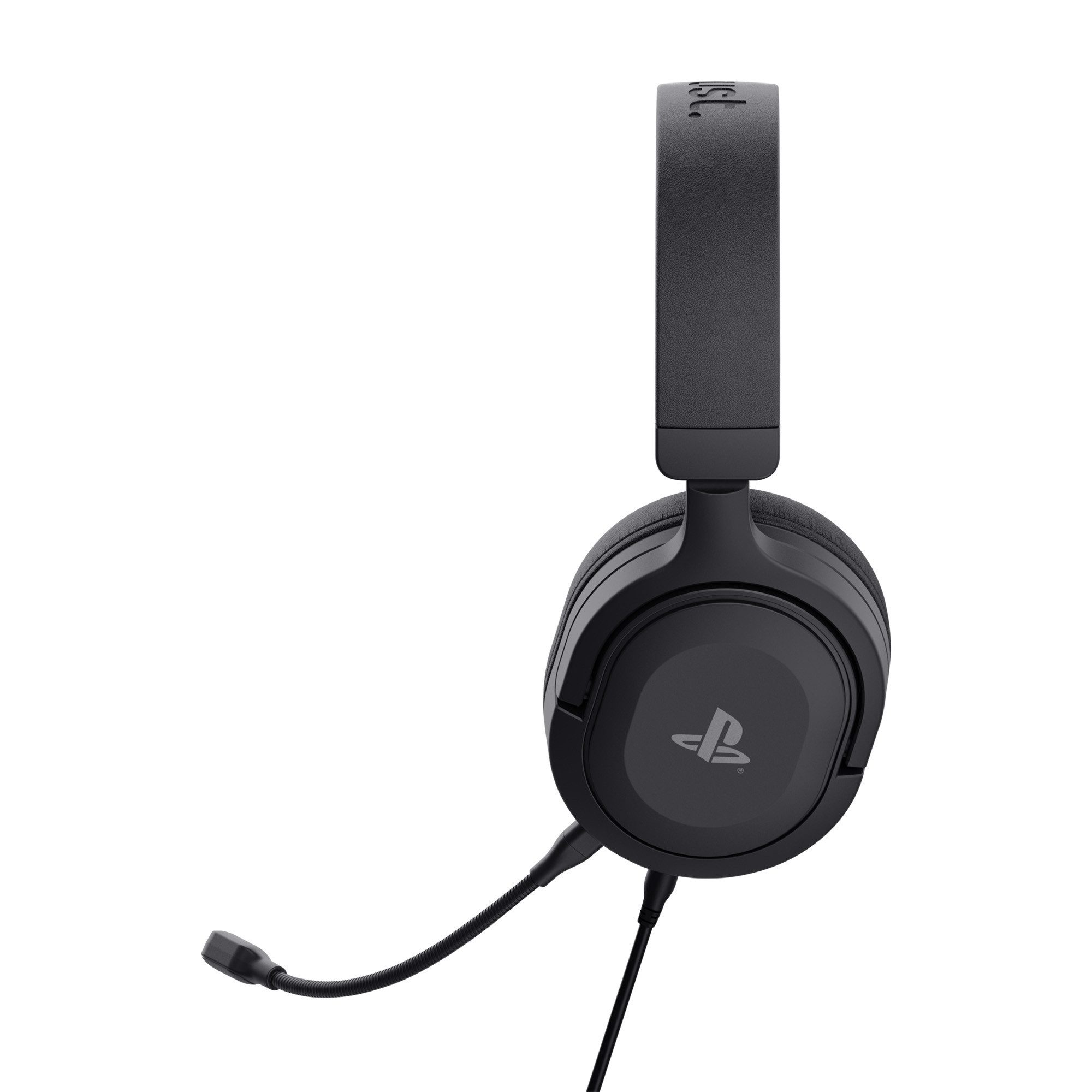 Trust GXT 498 Forta Gaming Headset PS5 PS4 Mikrofon Over Ear Gaming-Headset (Offiziell lizenziert für PlayStation®5 I Strapazierfähige, weiche Over-Ear-Polster mit der Schallisolierung von Kunstleder I Leistungsstarke 50-mm-Treiber für ein intensives Spielerlebnis I Flexibles, abnehmbares Mikrofon I Verstellbarer Kopfbügel mit beweglichen Ohrmuscheln mit Lautstärkeregler am Ohr und Mikrofonstummschaltung, Kabel)
