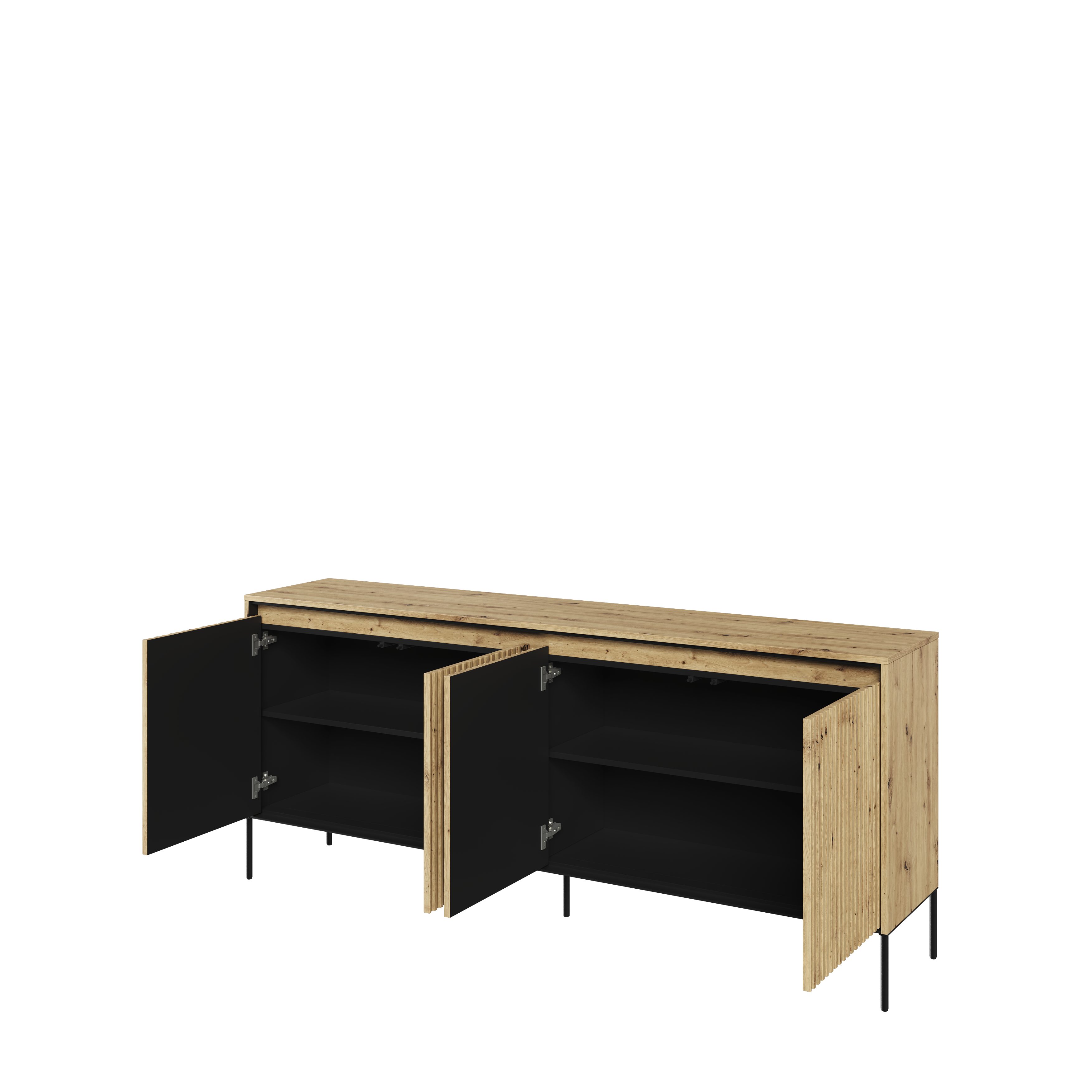 Compleo Kommode FLORE (193x40x83 cm) mit 4 Türen, Metallfüße