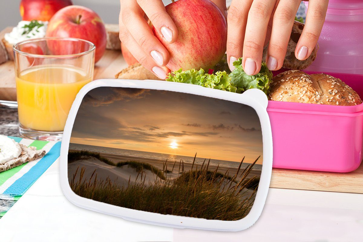 Farben Brotbox Snackbox, (2-tlg), Brotdose - - Europa, Mädchen, Erwachsene, Strand für Kinder, rosa Kunststoff Lunchbox MuchoWow Kunststoff,