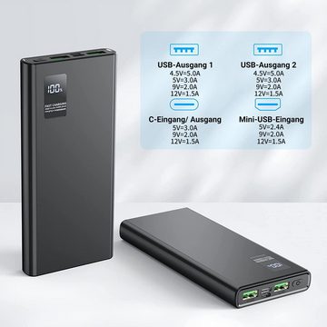 JOEAIS Powerbank 24000mAh Externe Handyakkus Akkus Batterie USB Type C Powerbank 24000 mAh (5 V V), Tragbares Ladegerät LED Display Kompatibel