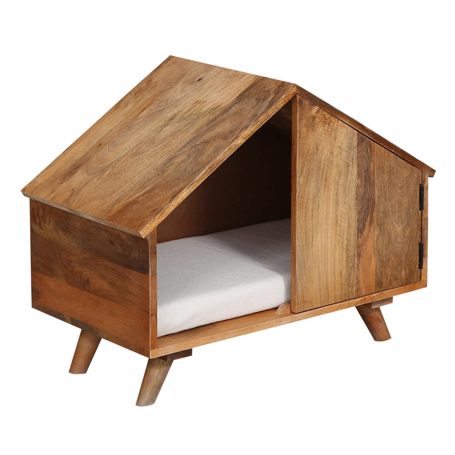 Marrakesch Orient & Mediterran Interior Hundehütte Designer-Hundebett Adiam handgefertigt aus Massivholz in Natur 69 cm, Handarbeit