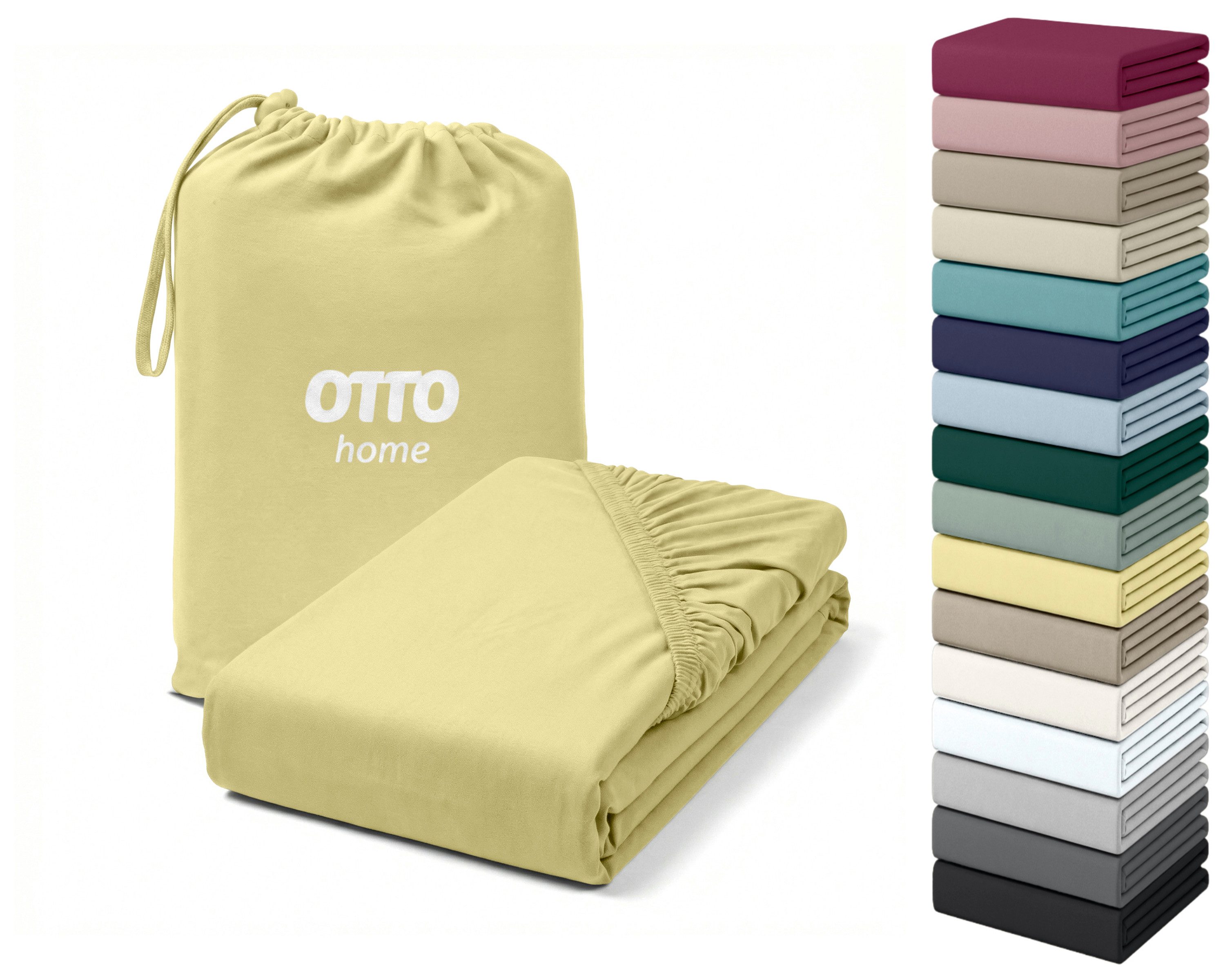 OTTO home Spannbettlaken Cremona, Basic & Premium Qualität mit Elasthan, Jersey (180 g/m), Gummizug: rundum, (1 Stück), Bettlaken für Matratzen von 20-25 cm Höhe, 96% Baumwolle & 4% Elasthan